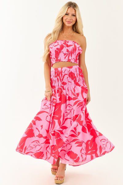 Flying Tomato Crimson Floral Top and Maxi Skirt Set