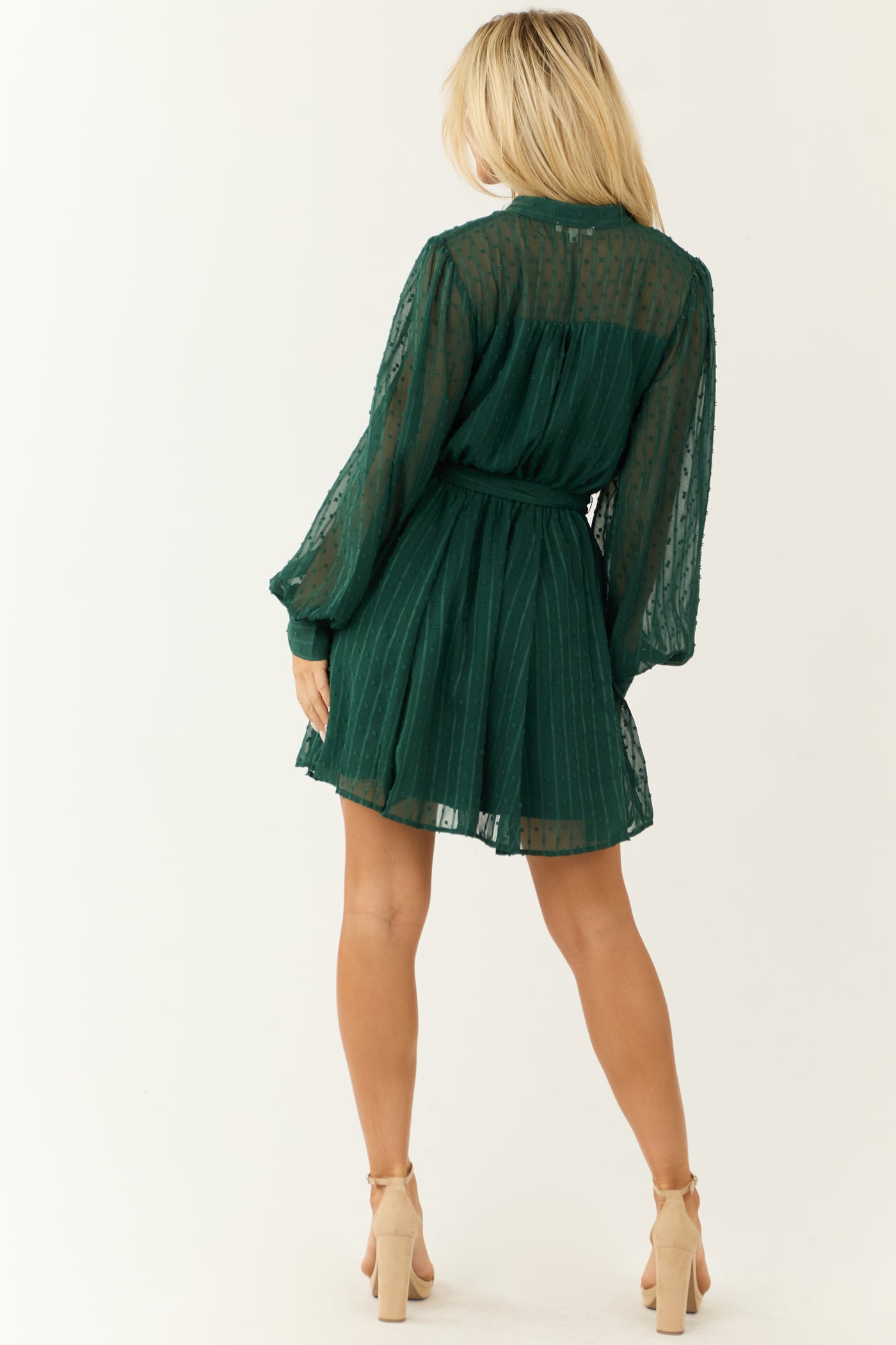 Flying Tomato Forest Green Textured Short Dress Flying Tomato Forest Green Textured Short Dress
