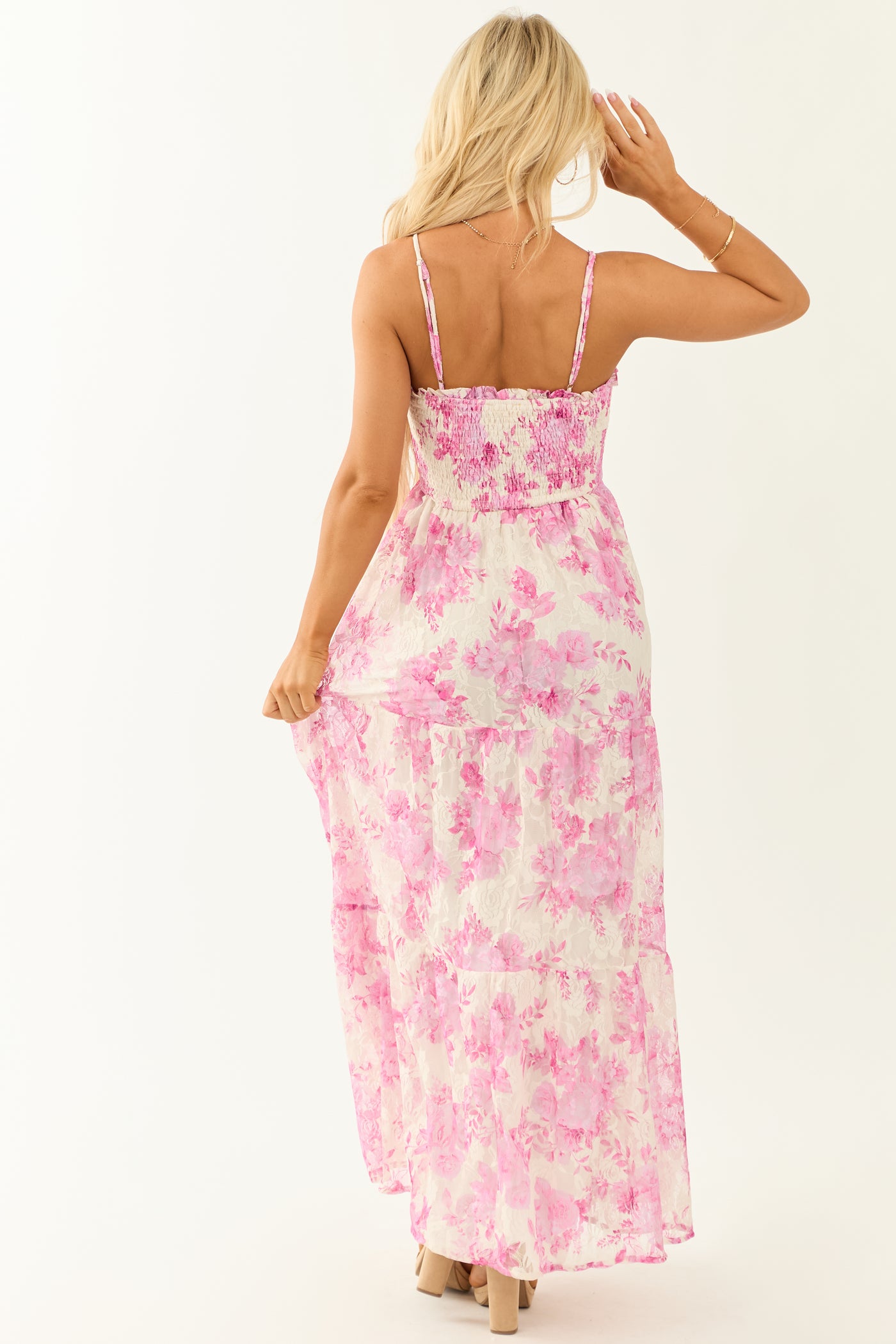 Flying Tomato Ivory Floral Sleeveless Maxi Dress