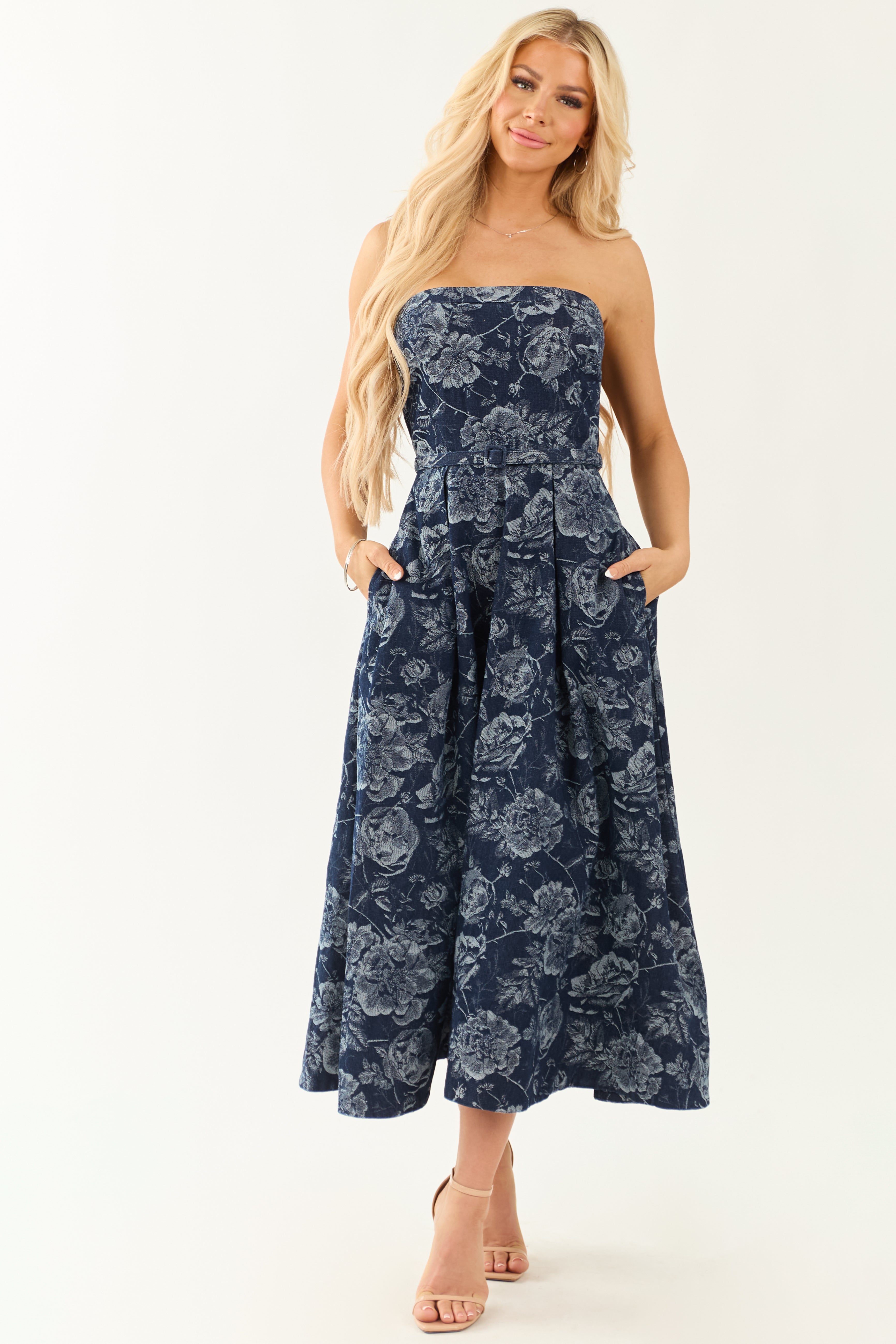 flying tomato denim dress VINTAGE BLUES DENIM MIDI DRESS, DENIM / S