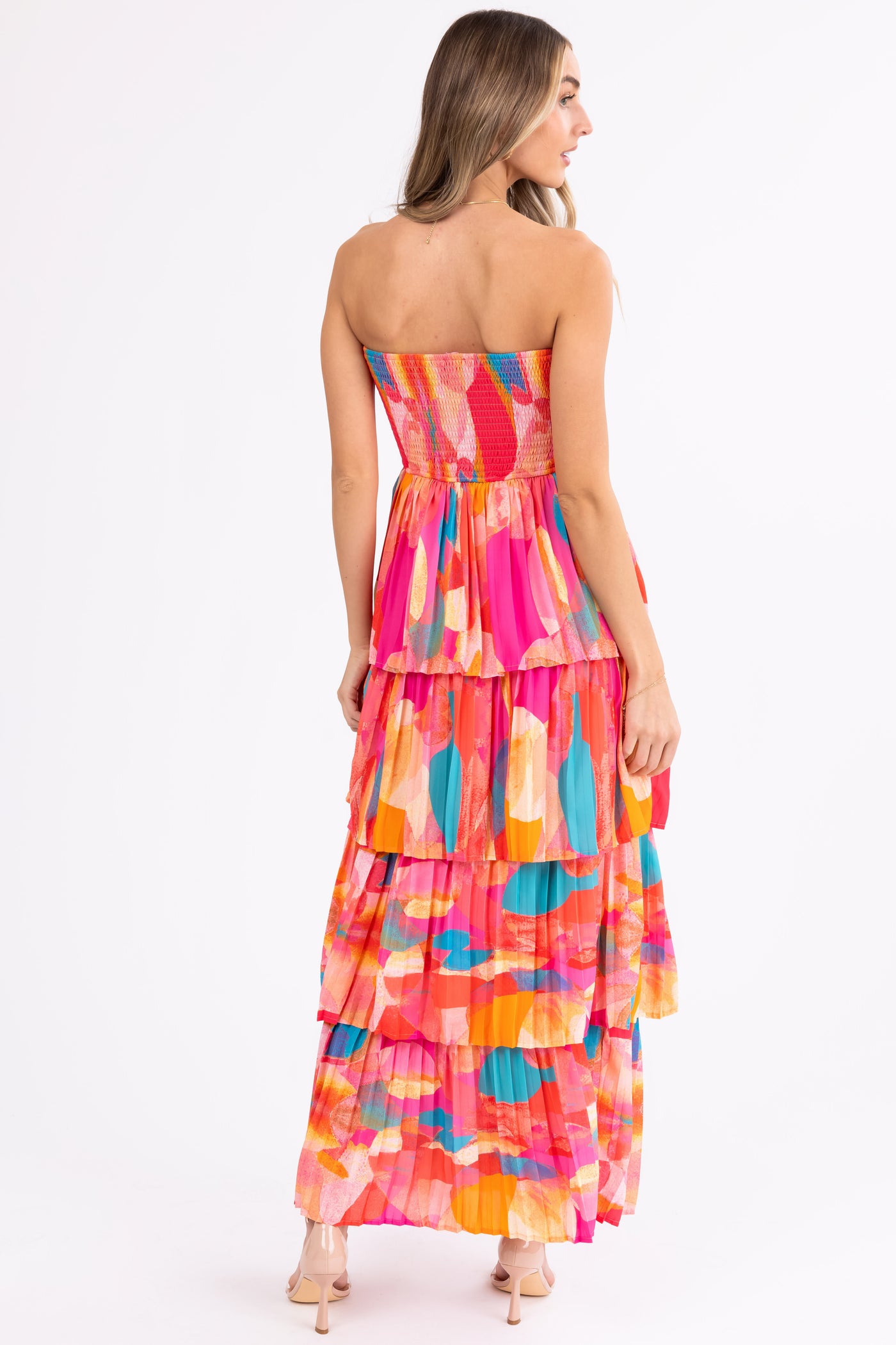 Flying Tomato Magenta Abstract Print Maxi Dress