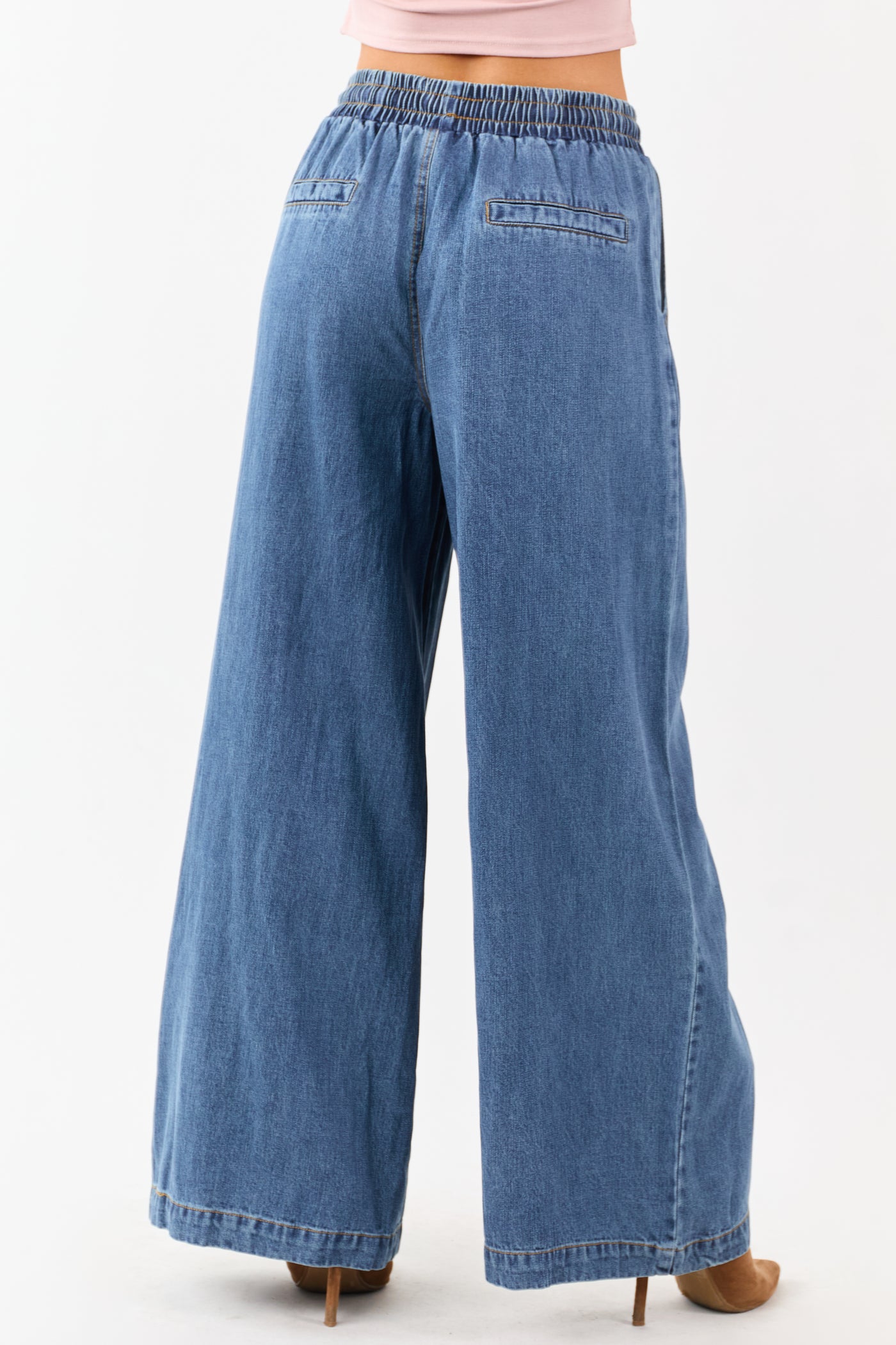 Flying Tomato Medium Wash Wide Leg Denim Pants