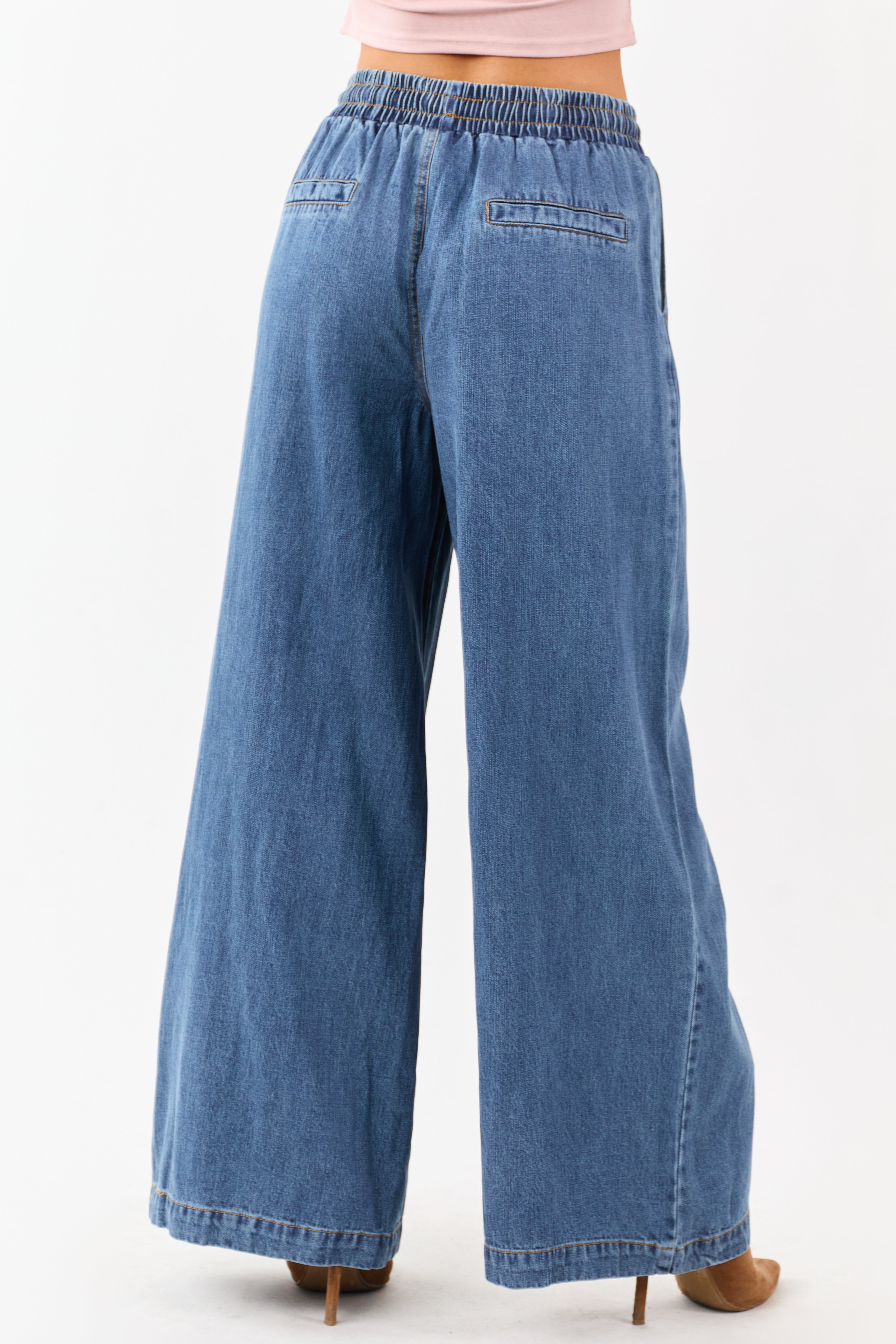 Flying Tomato Medium Wash Wide Leg Denim Pants