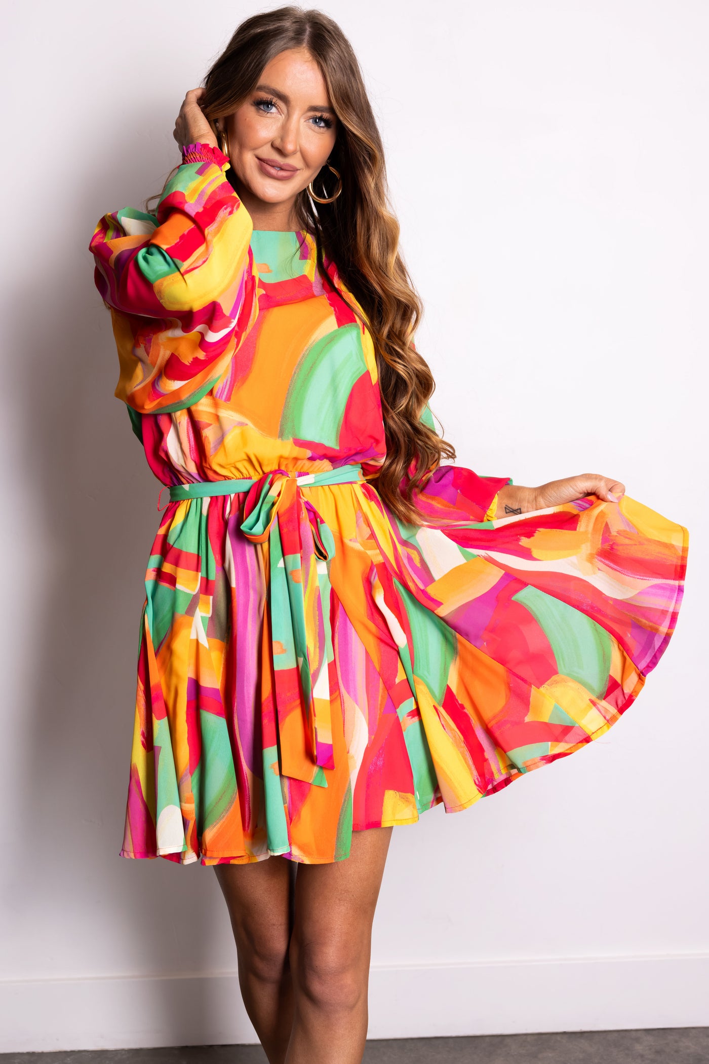 Flying Tomato Multicolor Abstract Short Dress