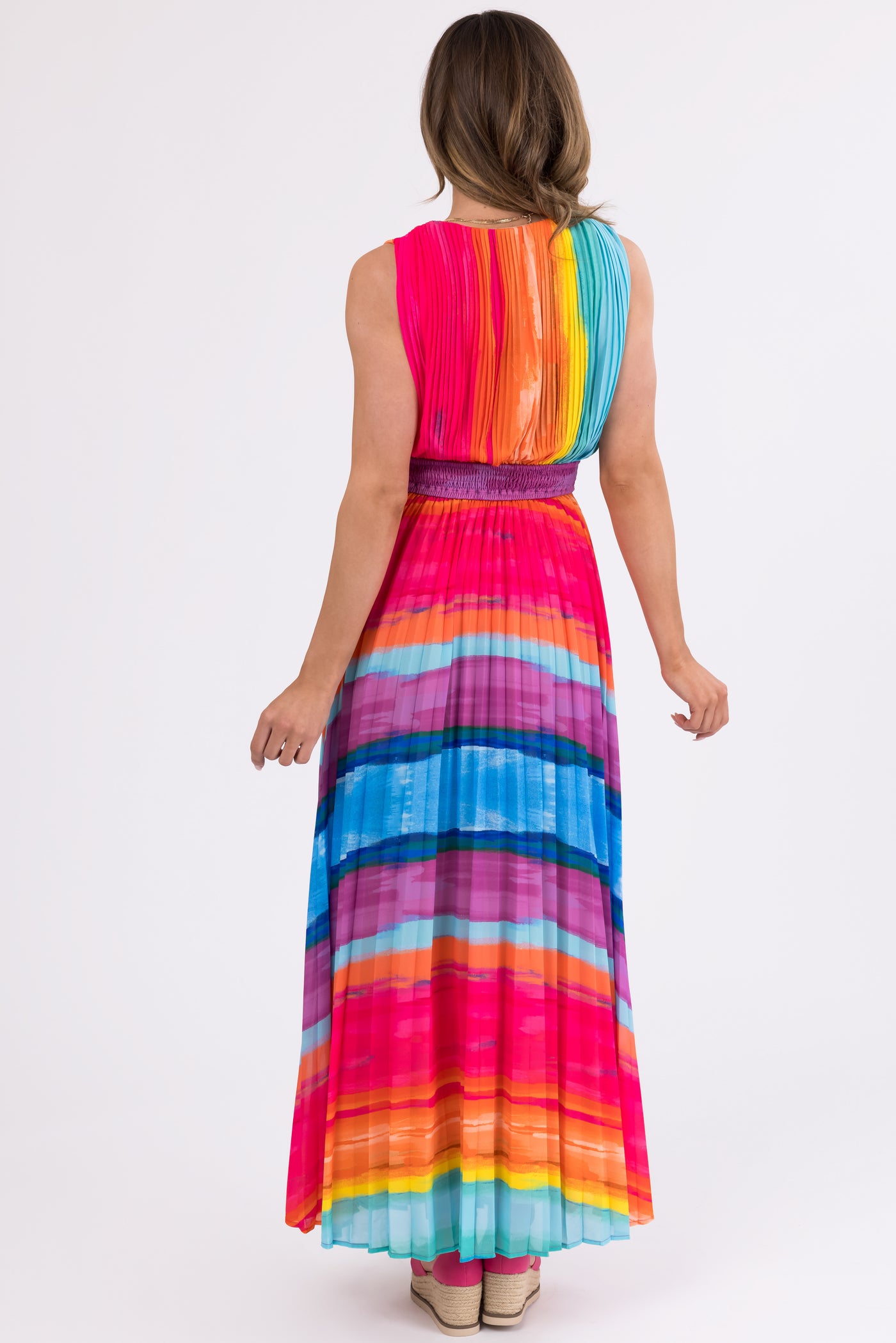 Flying Tomato Neon Multicolor Stripe Dress
