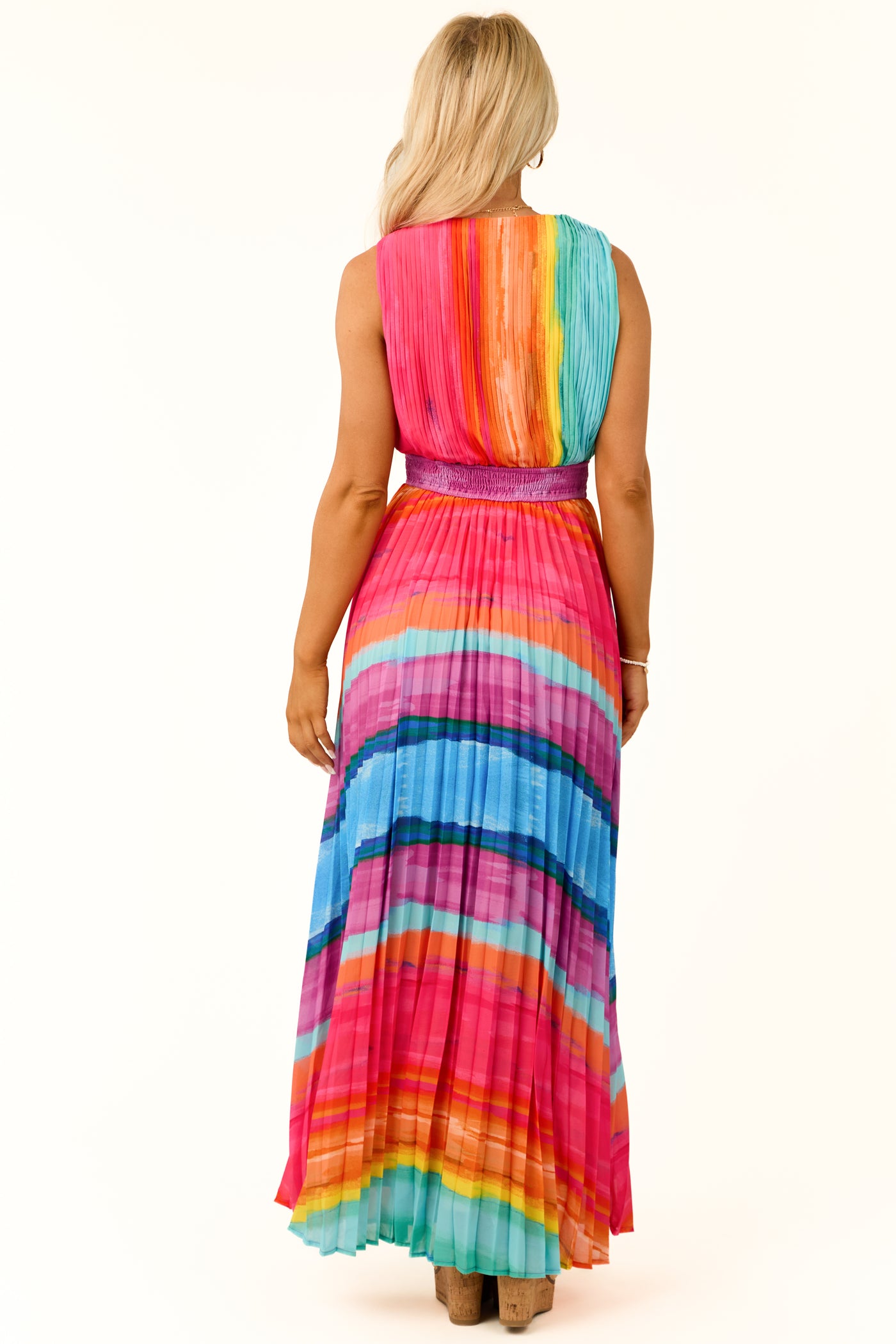 Flying Tomato Neon Multicolor Stripe Dress