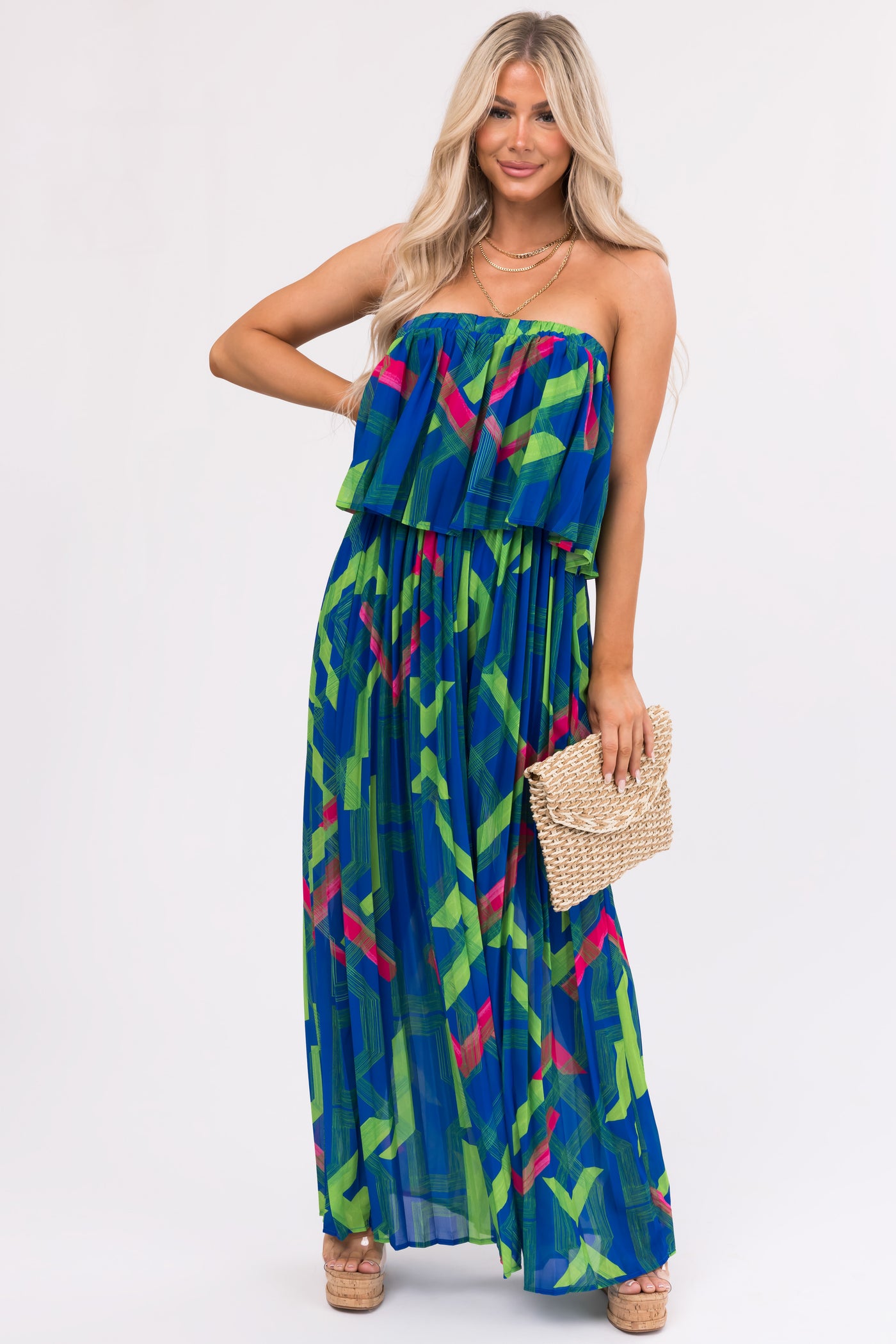 Flying Tomato Royal Blue Strapless Jumpsuit