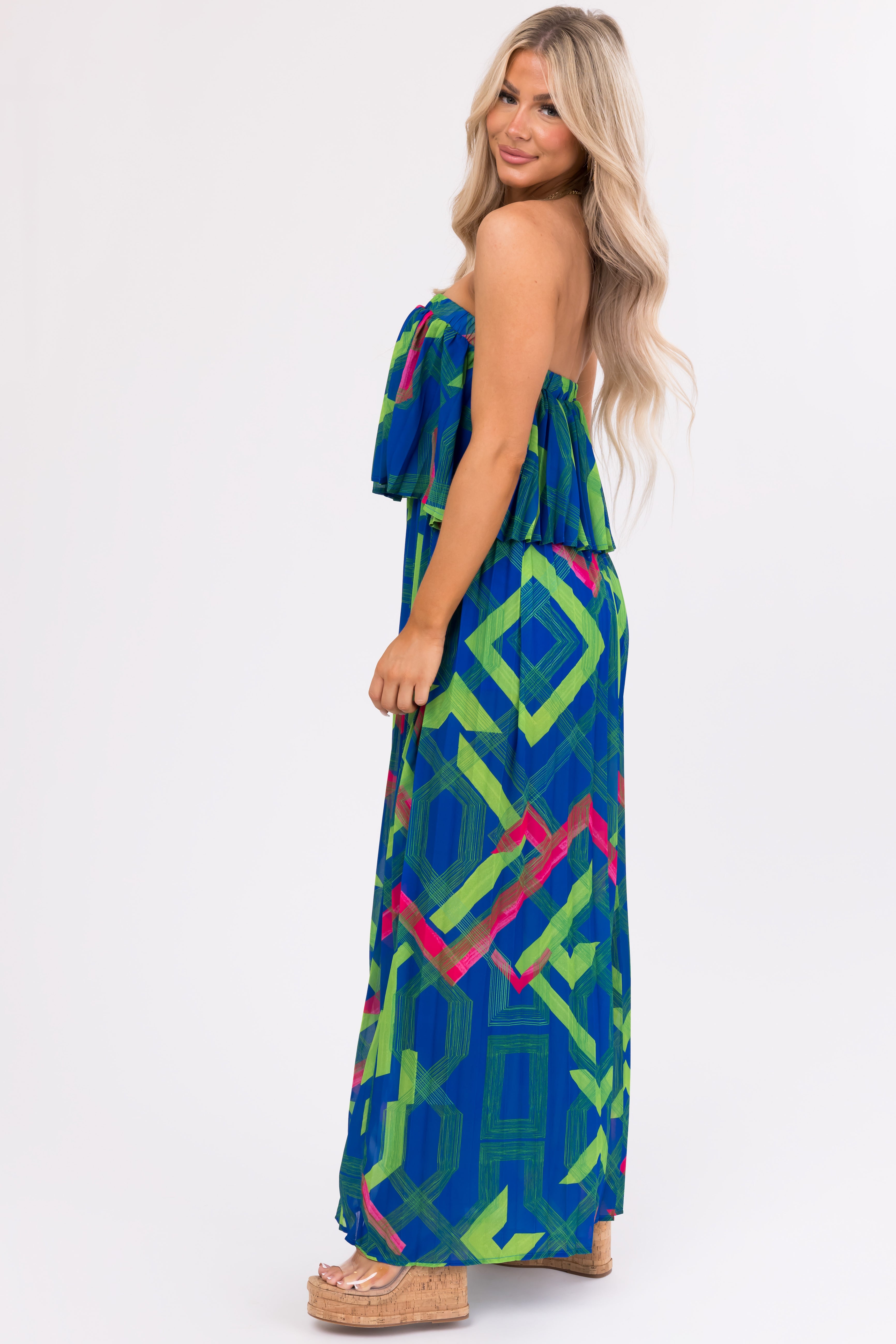 Flying Tomato Royal Blue Strapless Jumpsuit | Lime Lush Boutique