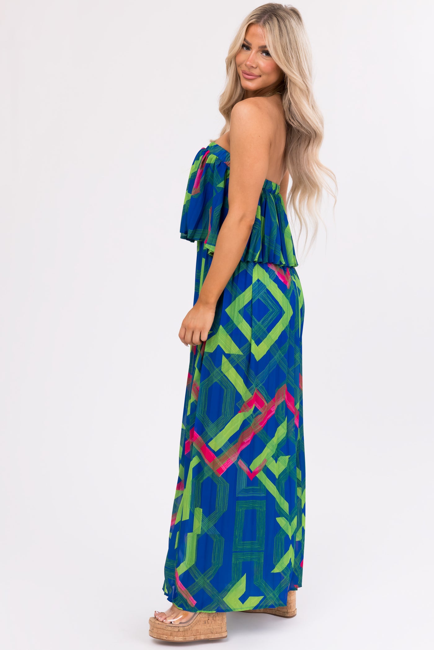 Flying Tomato Royal Blue Strapless Jumpsuit