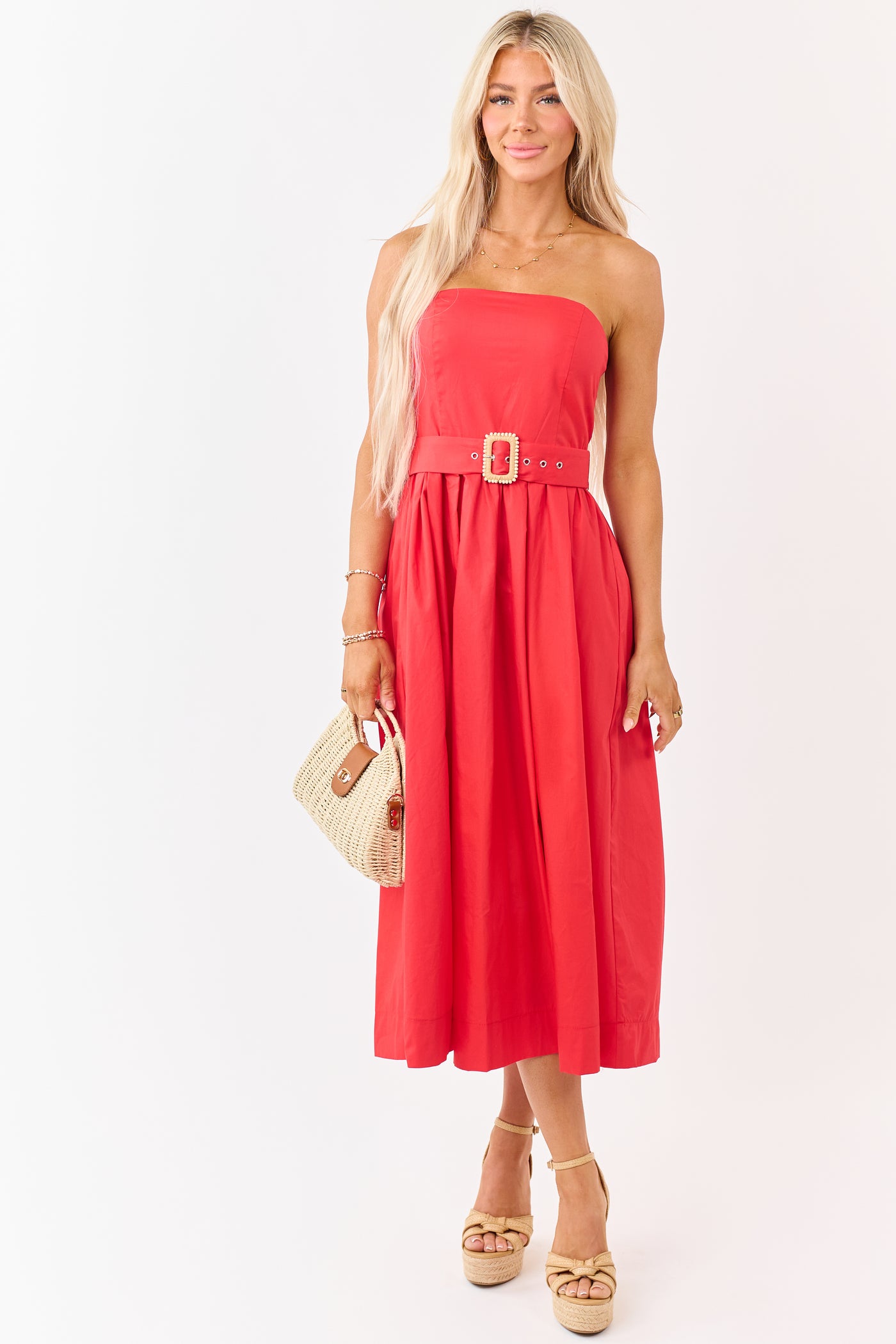 flying tomato dress PALM KISS SUNSET WOVEN ANKLE l IVORY/RED/PINK / M Flying Tomato Love Colette Maxi Dress Womens Flying Tomato Ivory Floral