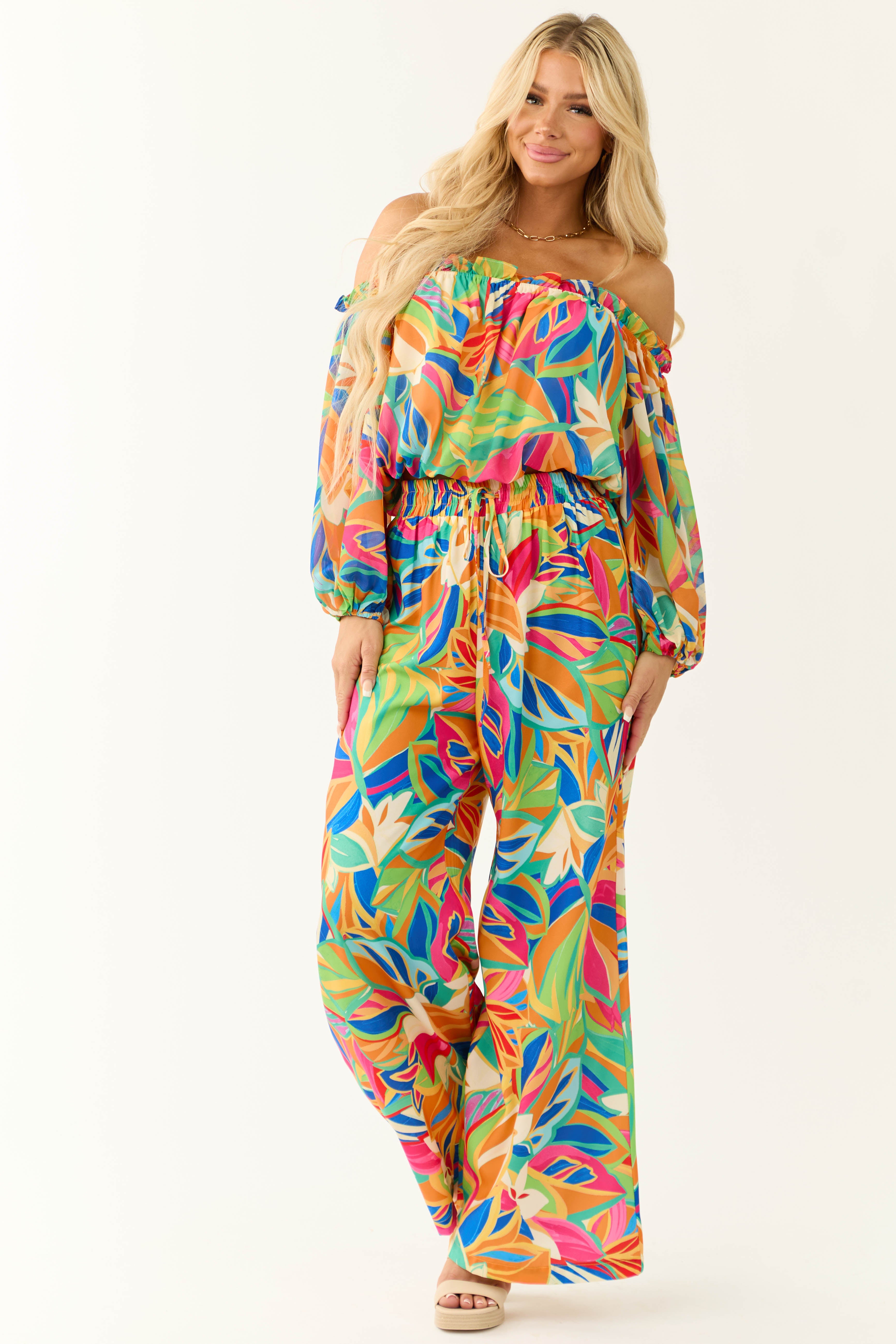 Flying Tomato Tangerine Abstract Print Pants | Lime Lush Boutique