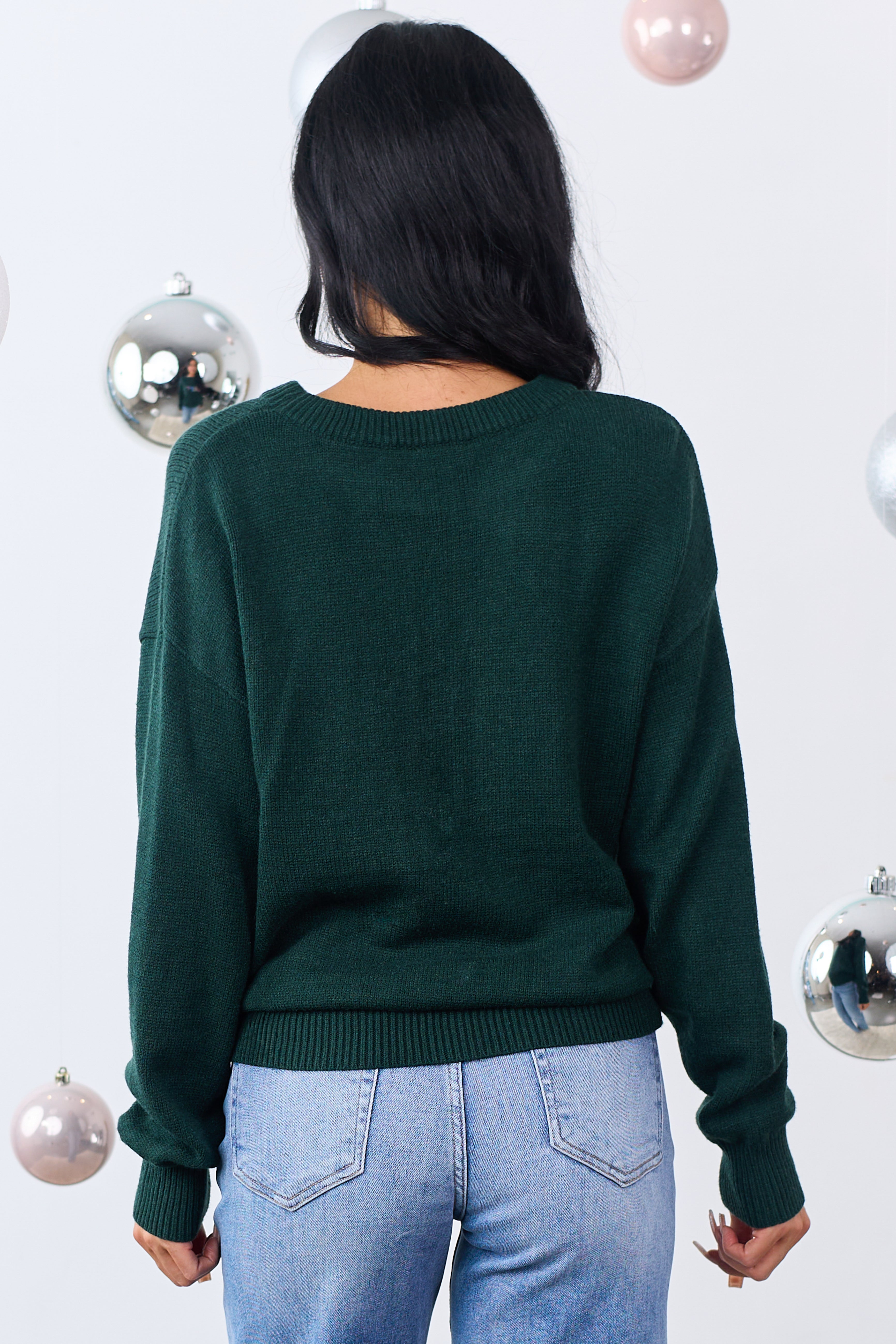 Forest Green 'Merry' Tinsel 3D Lettering Sweater