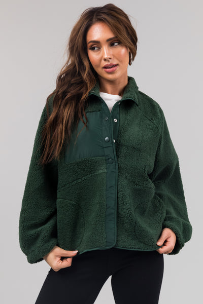 Forest Snap Button Down Sherpa Jacket