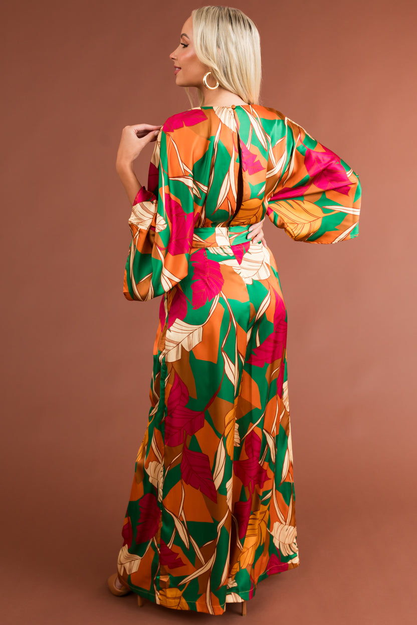 Round Neck Beaded Jumpsuit with Cutout Fuchsia main image 1