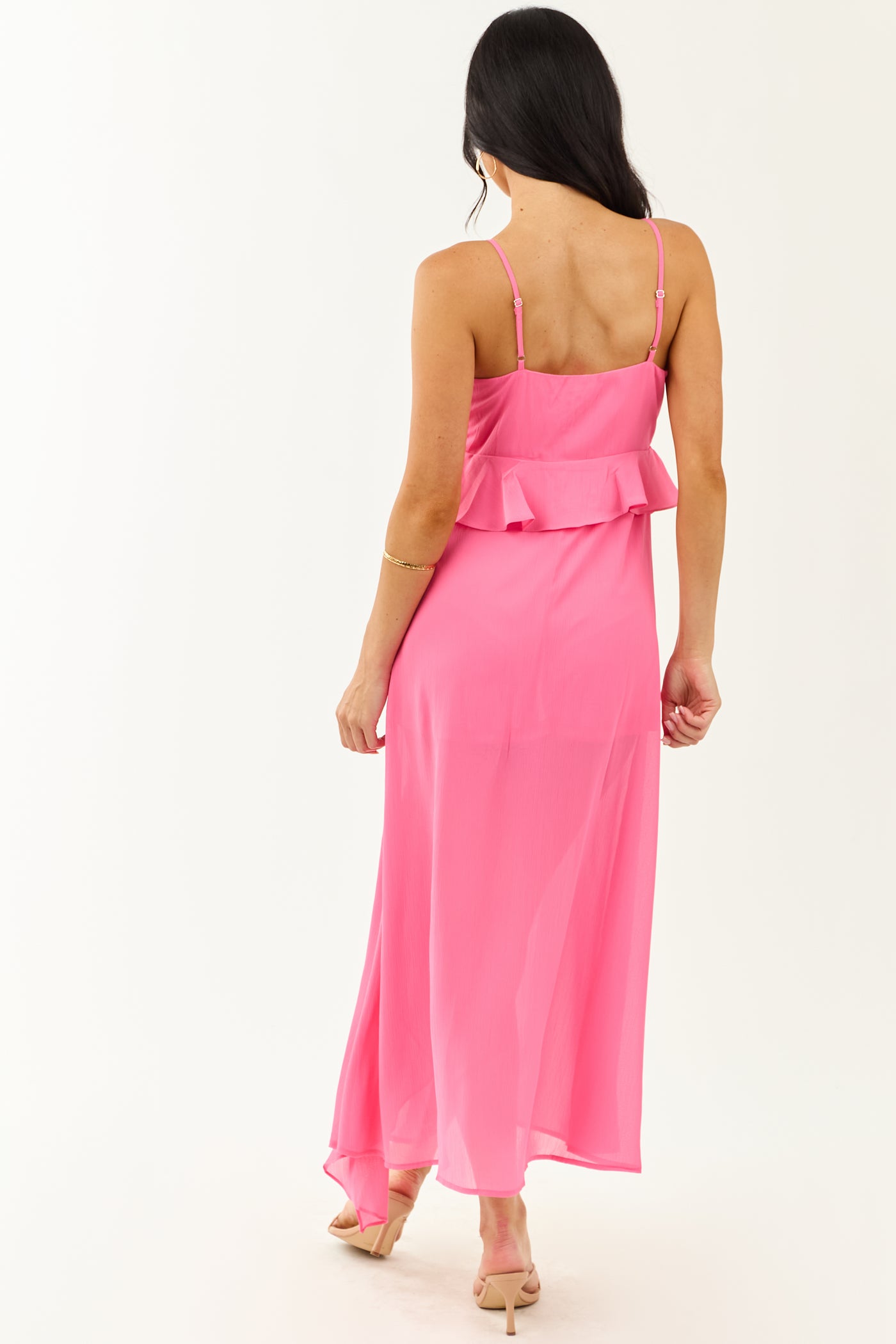 chiffon dress side ruffles Sky Blue Chiffon Ruffles Square Neck Column With Side Slit Ankle Length Bridesmaid Dresses, CB0316 US12 / As Pic