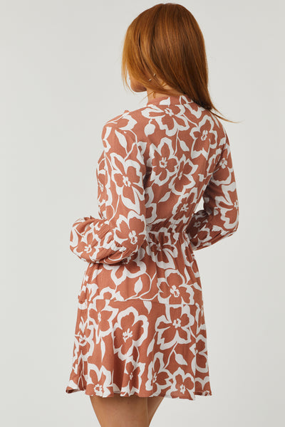 Ginger Floral Print Button Front Mini Dress