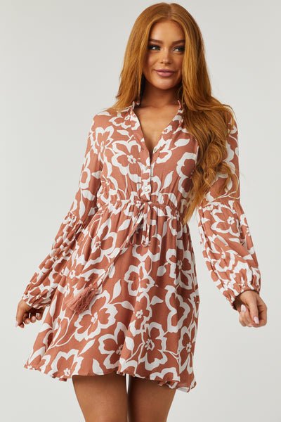 Ginger Floral Print Button Front Mini Dress