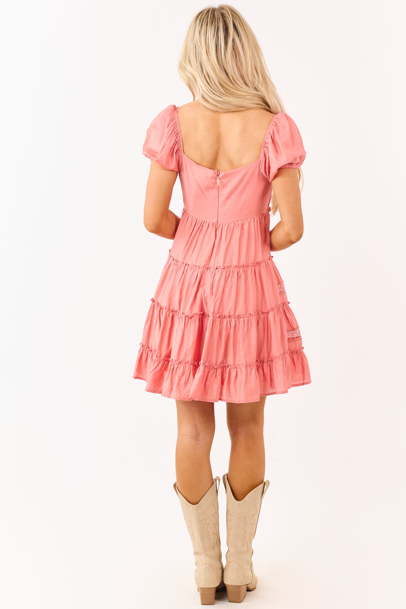 Ginger Tiered Lace Deep V-Neck Babydoll Mini Dress Ginger Tiered Lace Deep V-Neck Babydoll Mini Dress