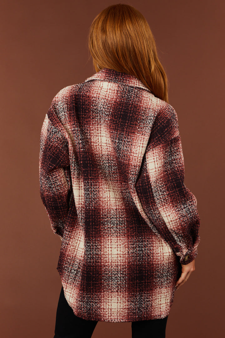 Ginger and Black Plaid Print Shacket with Pockets