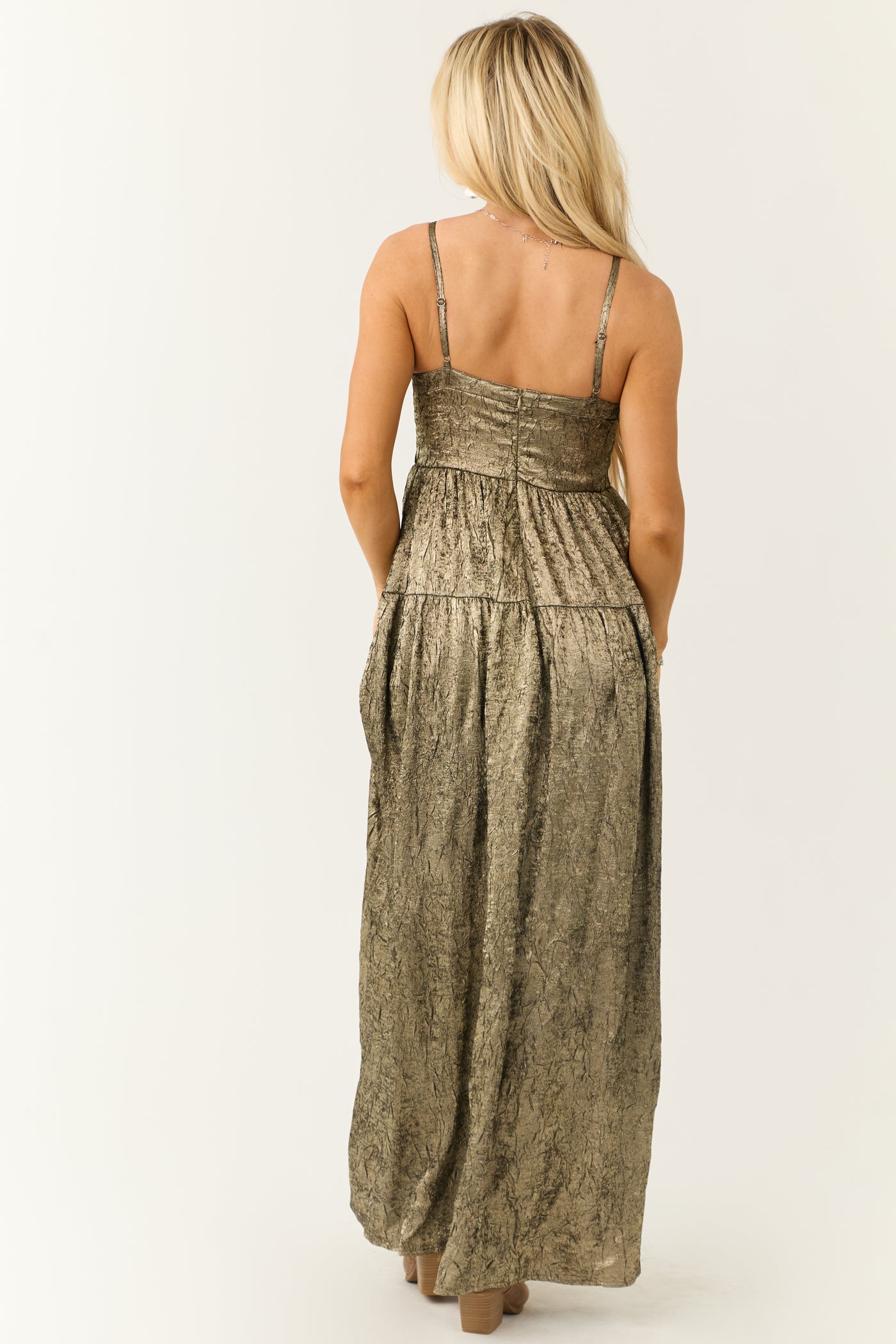 Gold Textured Metallic Corset Sleeveless Maxi Dress - S Gold Textured Metallic Corset Sleeveless Maxi Dress - S
