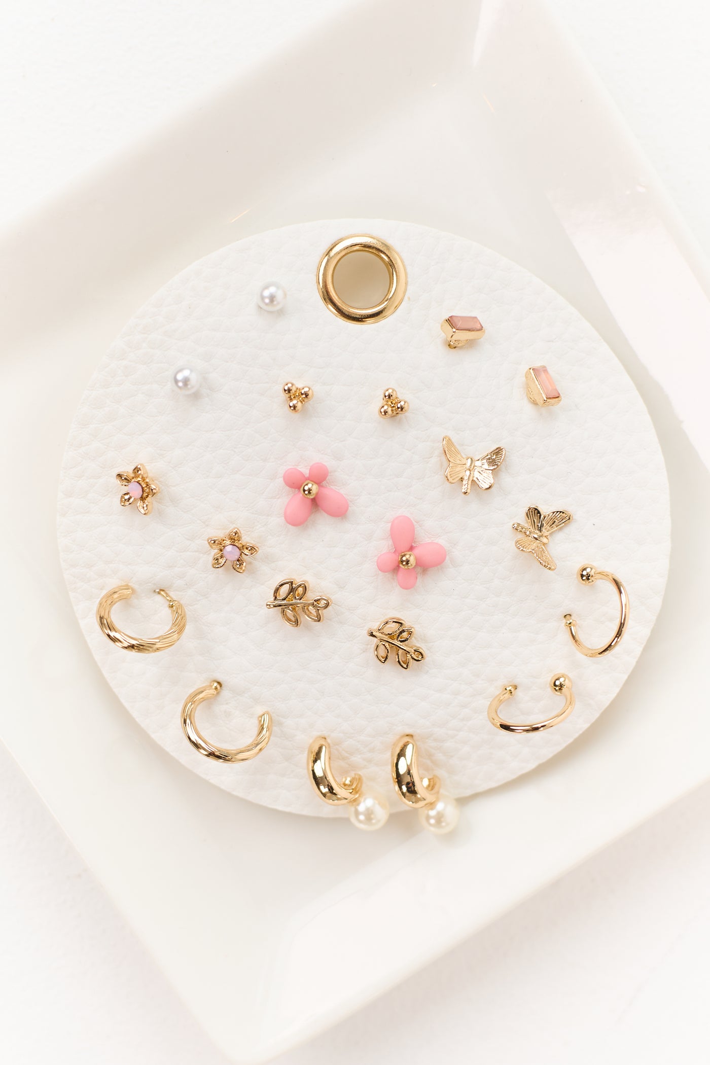 Gold Assorted Butterfly Floral Earrings Set