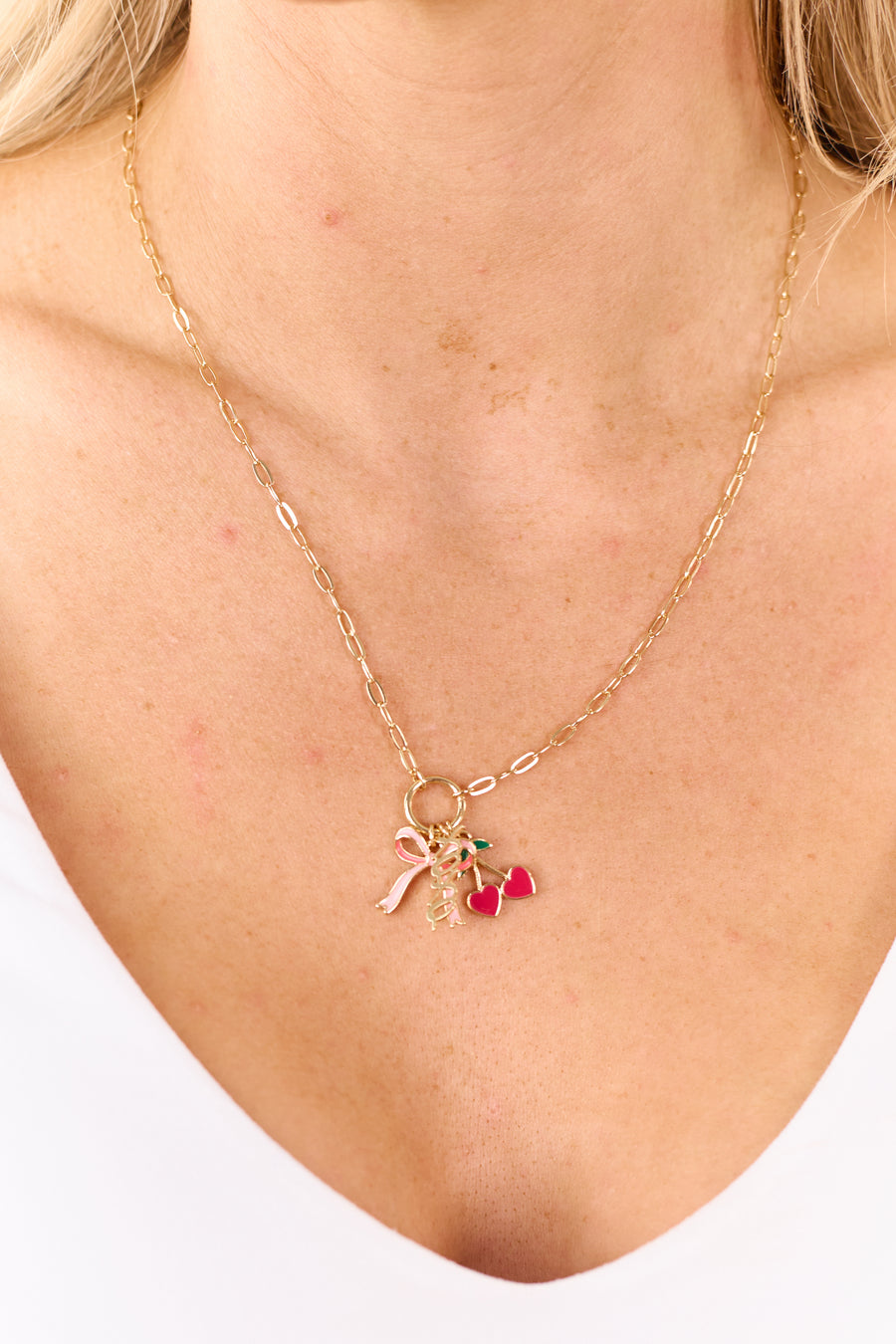 Gold Chain Multi Style Love Charm Necklace