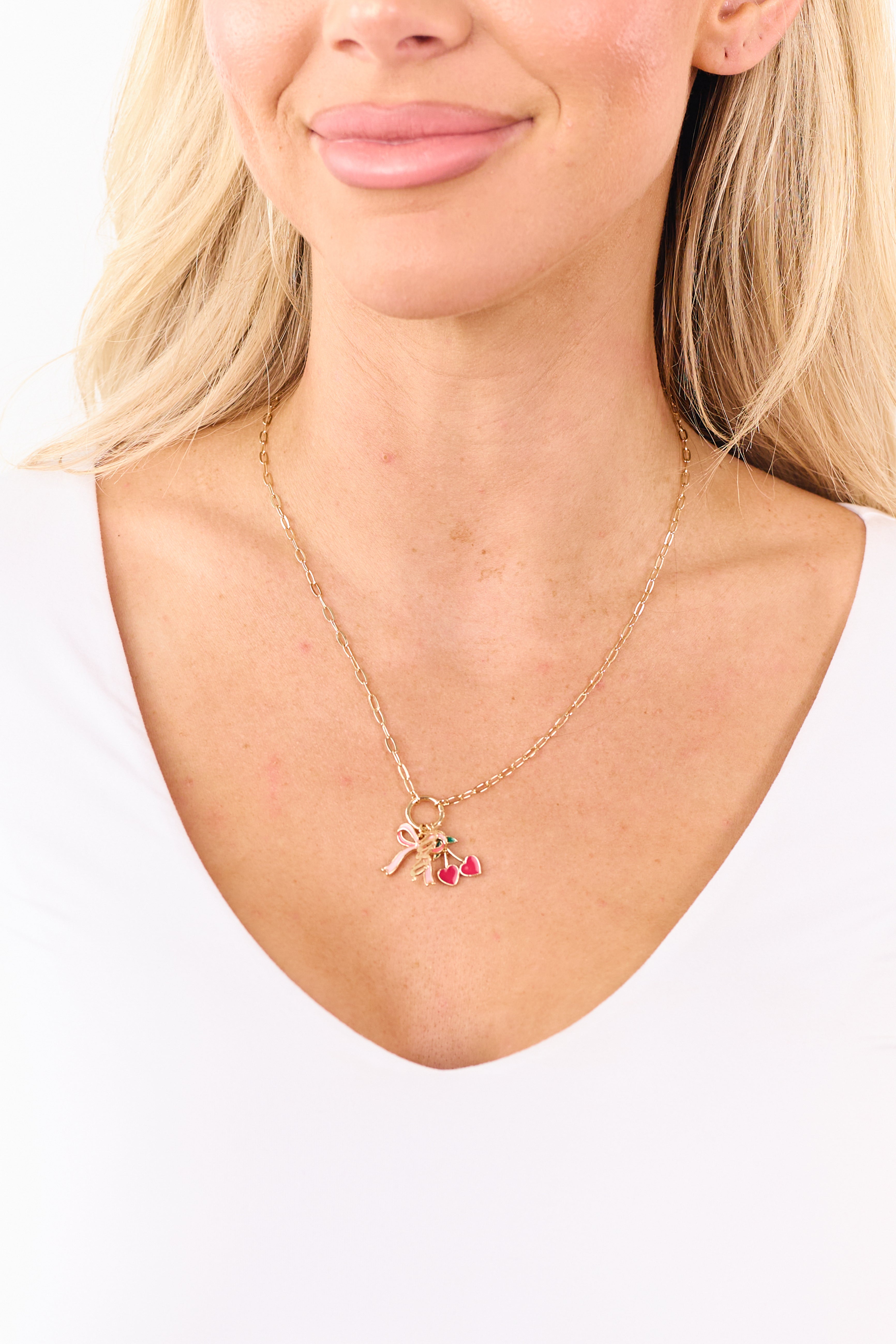 Gold Chain Multi Style Love Charm Necklace