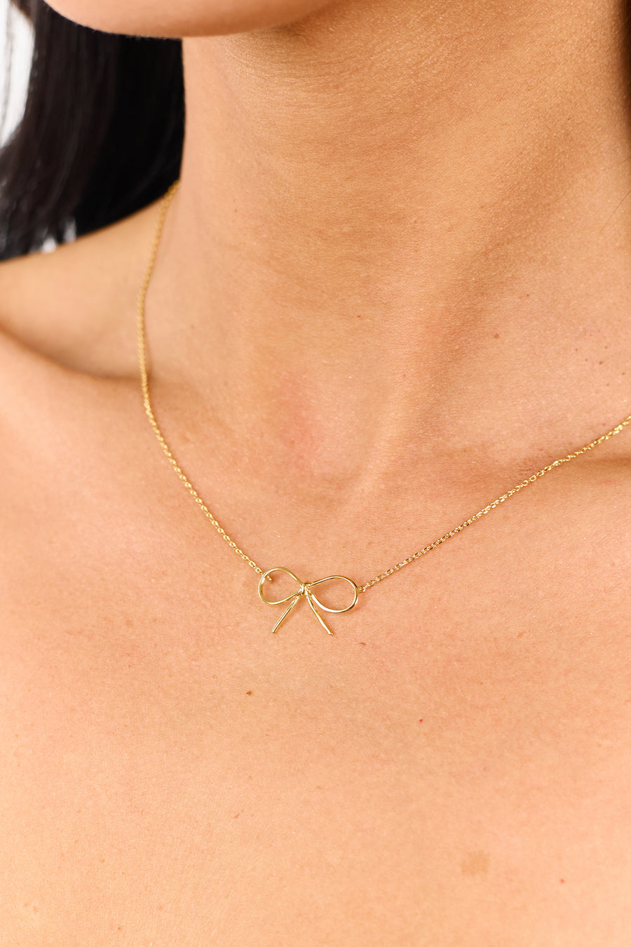 Gold Dipped Bow Tie Pendant Chain Necklace