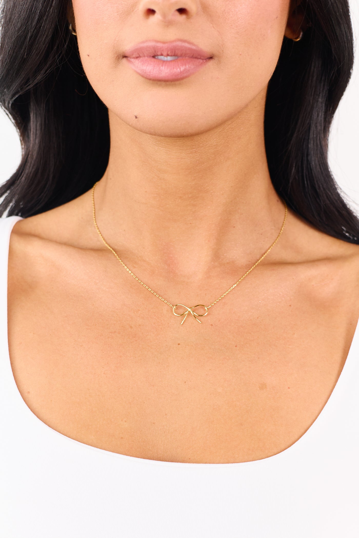 Gold Dipped Bow Tie Pendant Chain Necklace