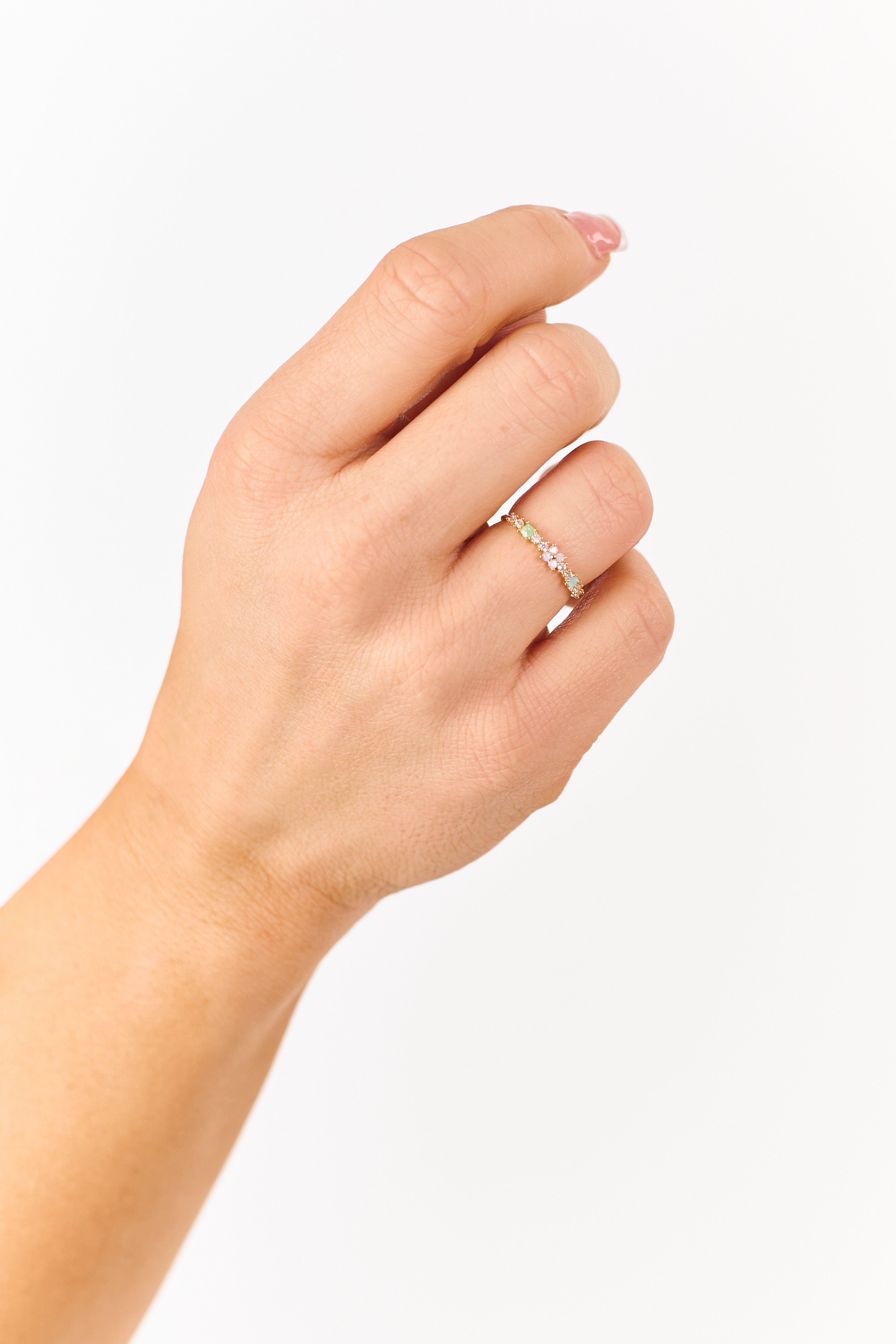 Gold Floral Rhinestone Studded Ring