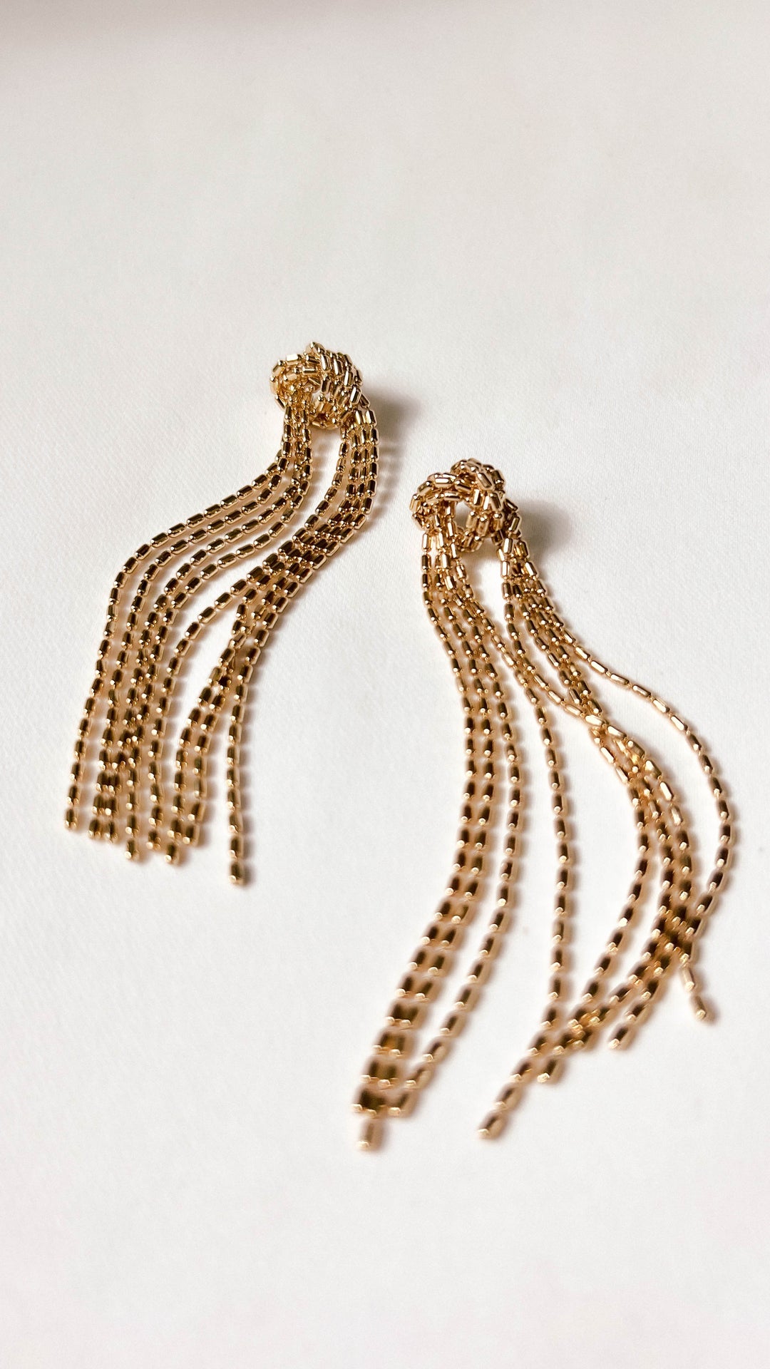 Gold Knotted Chain Fringe Earrings & Lime Lush