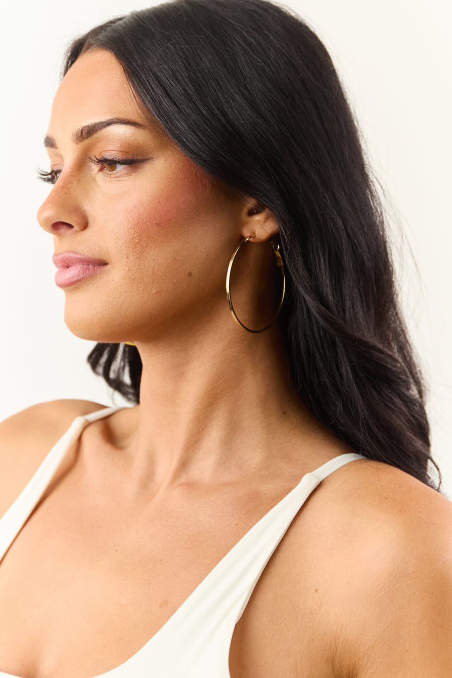 Gold Latch Closure Large Hoop Earrings