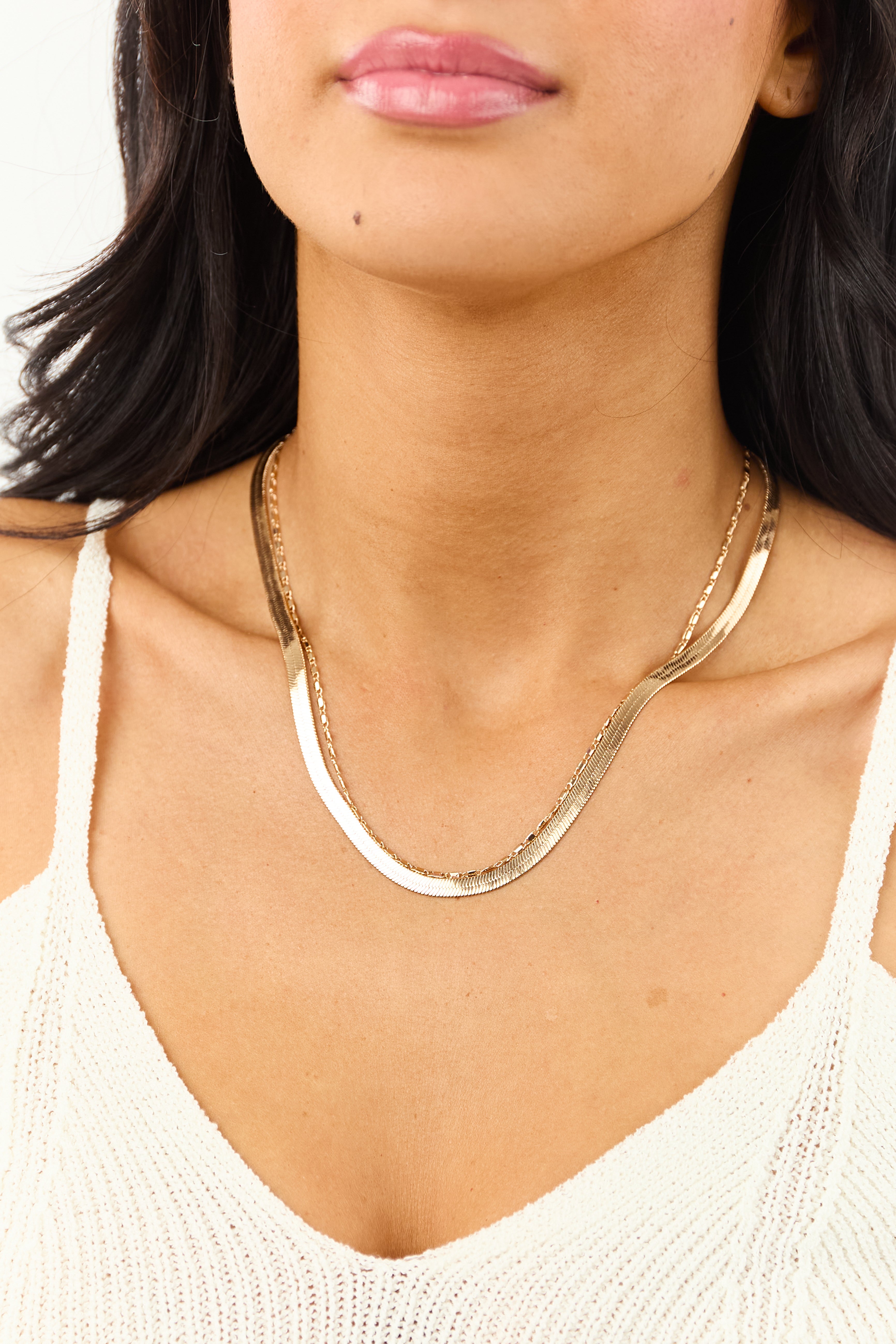 Gold Layered Snake and Largo Chain Necklace