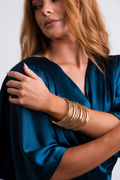 Gold Metallic 21 Piece Bangle Bracelet Set