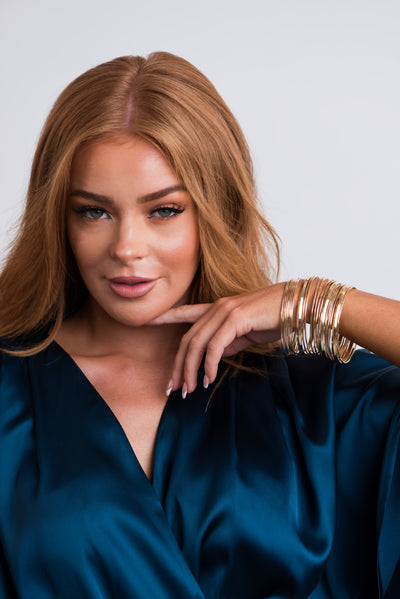 Gold Metallic 21 Piece Bangle Bracelet Set