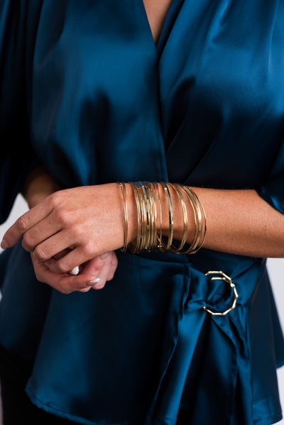Gold Metallic 21 Piece Bangle Bracelet Set