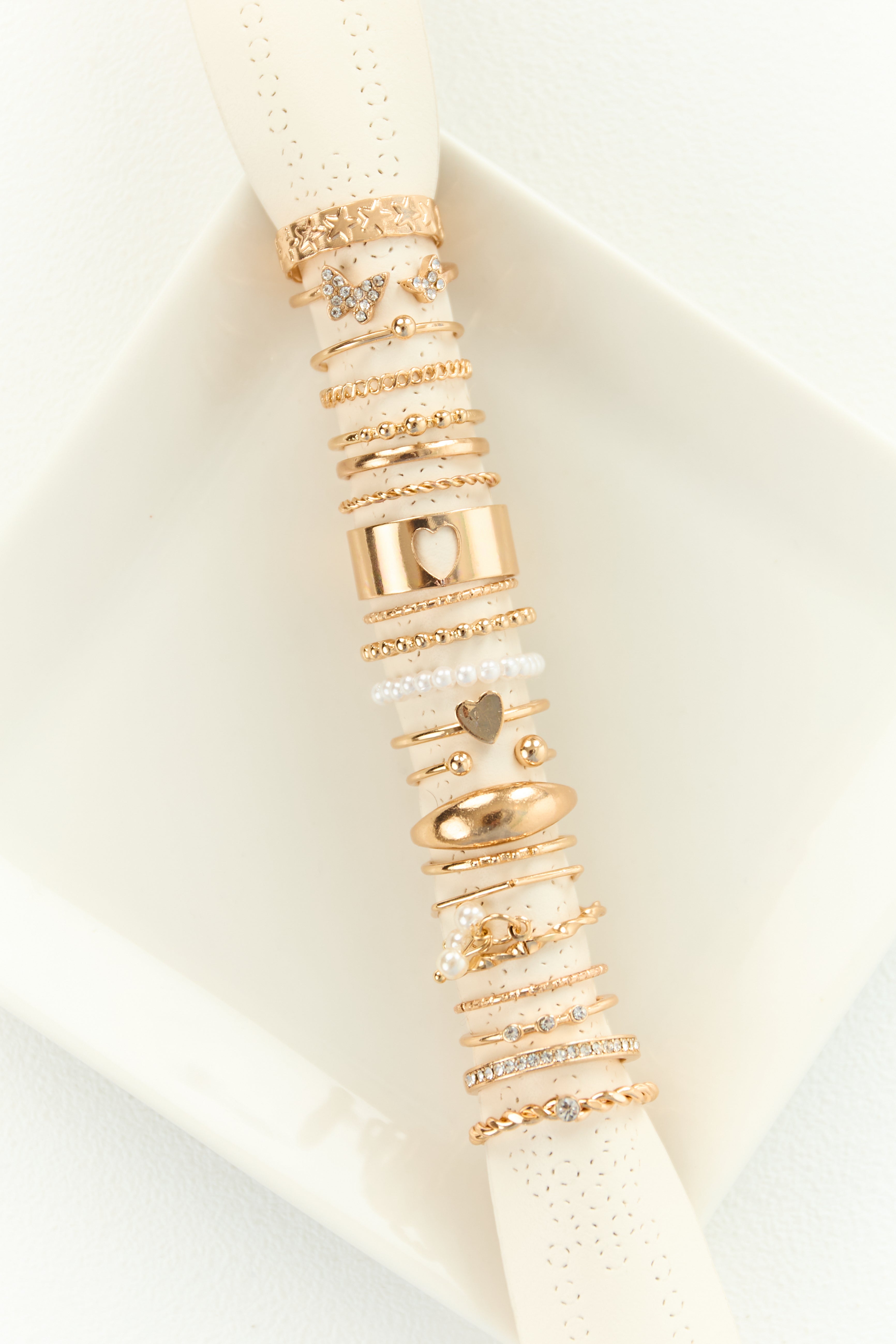 Gold Metallic 21 Piece Variety Ring Set
