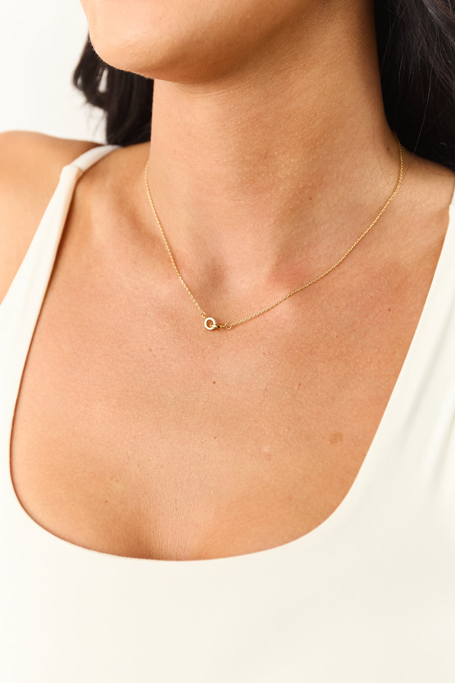Gold Metallic Linked Ring Rhinestone Necklace
