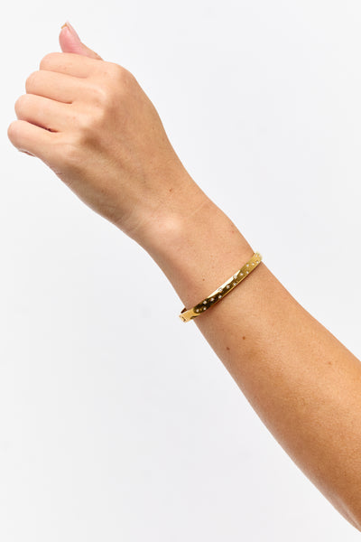 Gold Metallic Star Rhinestone Detail Bangle Bracelet