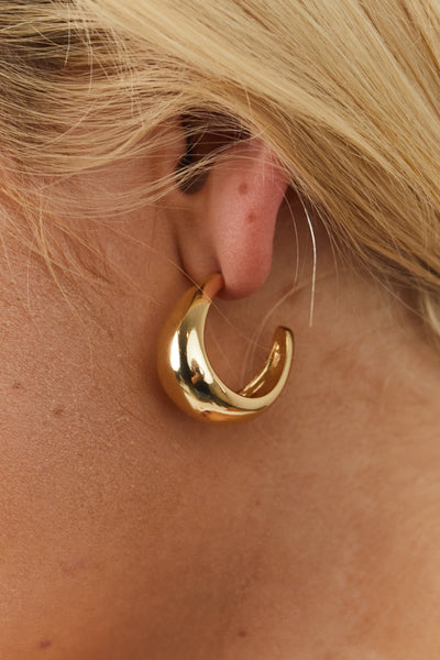 Gold Metallic Thick Hoop Earrings