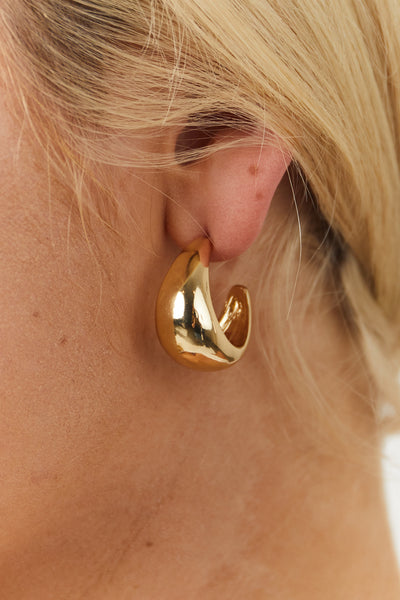 Gold Metallic Thick Hoop Earrings