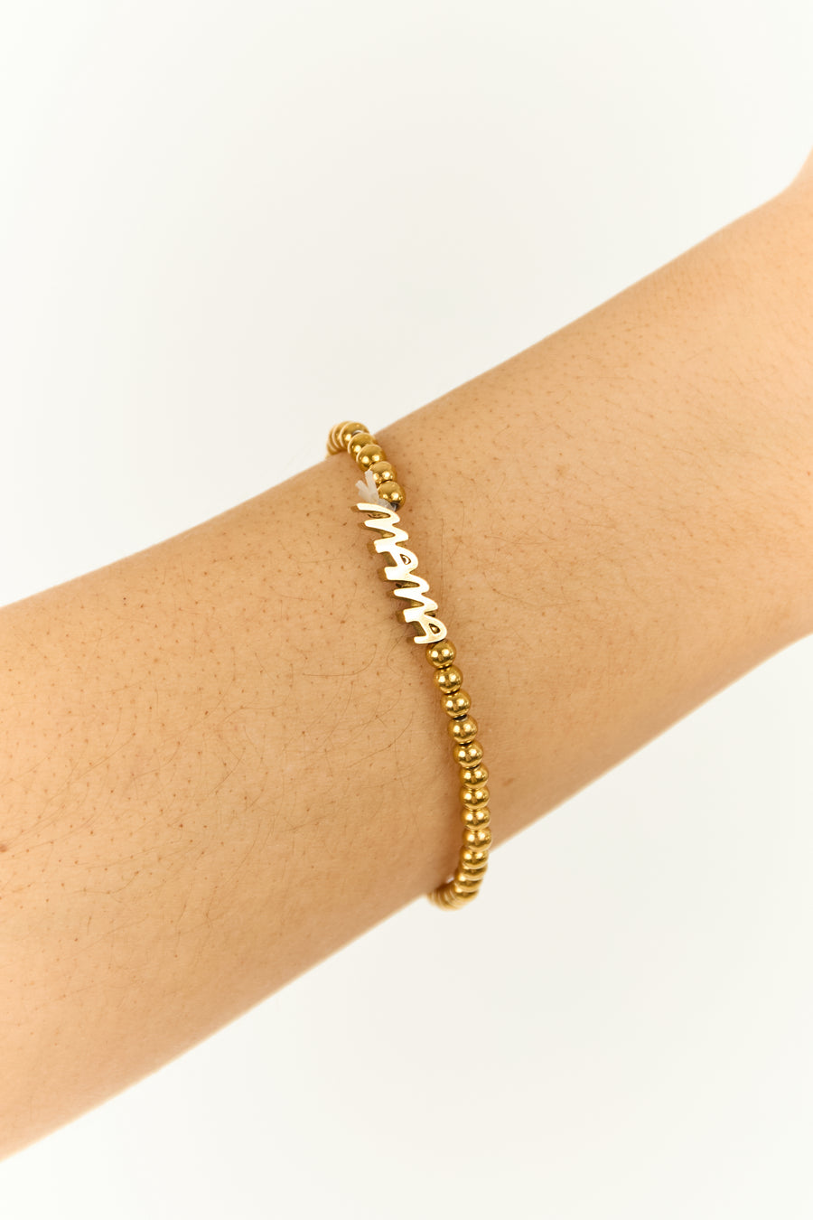 Gold Metallic 'Mama' Beaded Bracelet