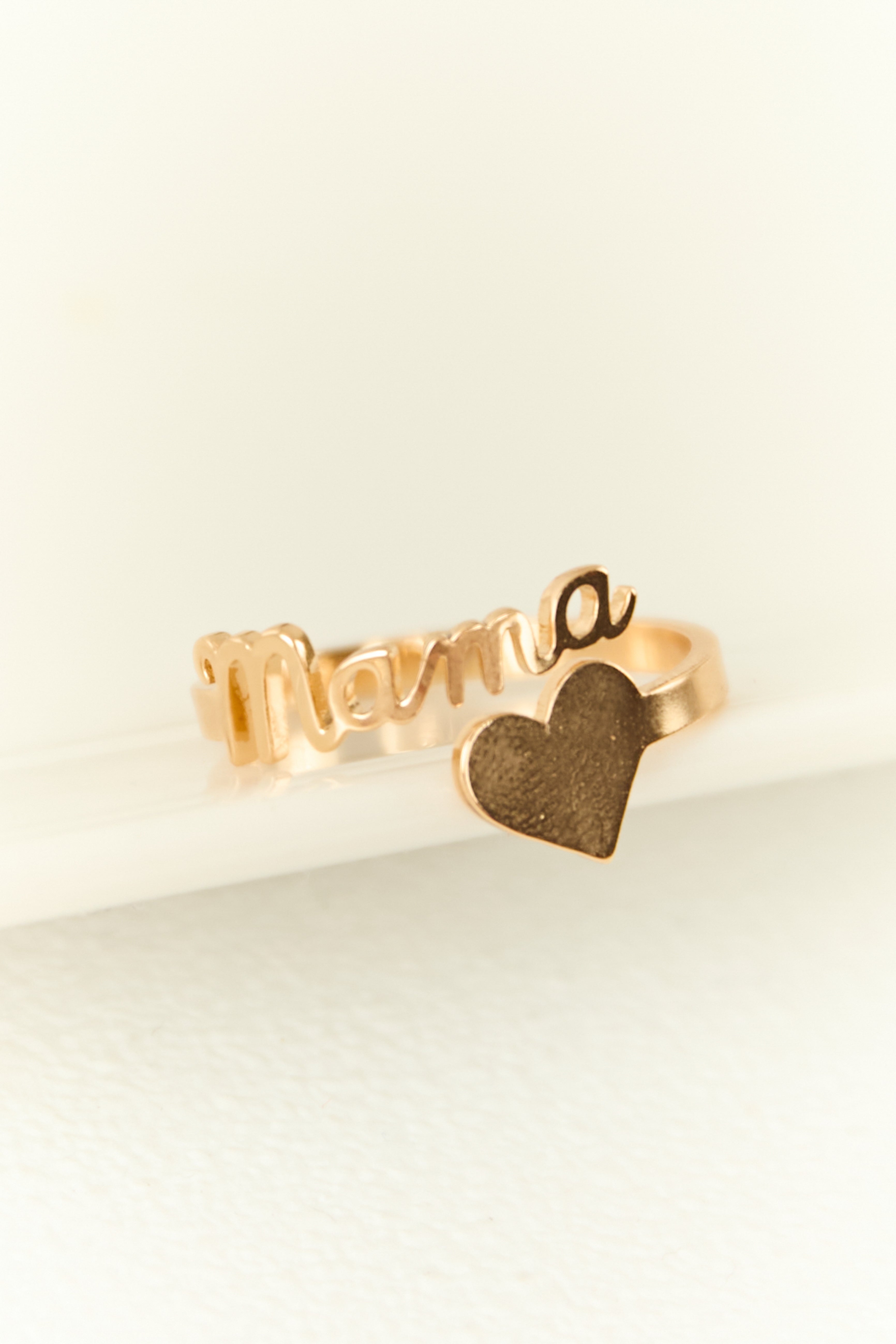 Gold Metallic 'Mama' Heart Wrap Ring