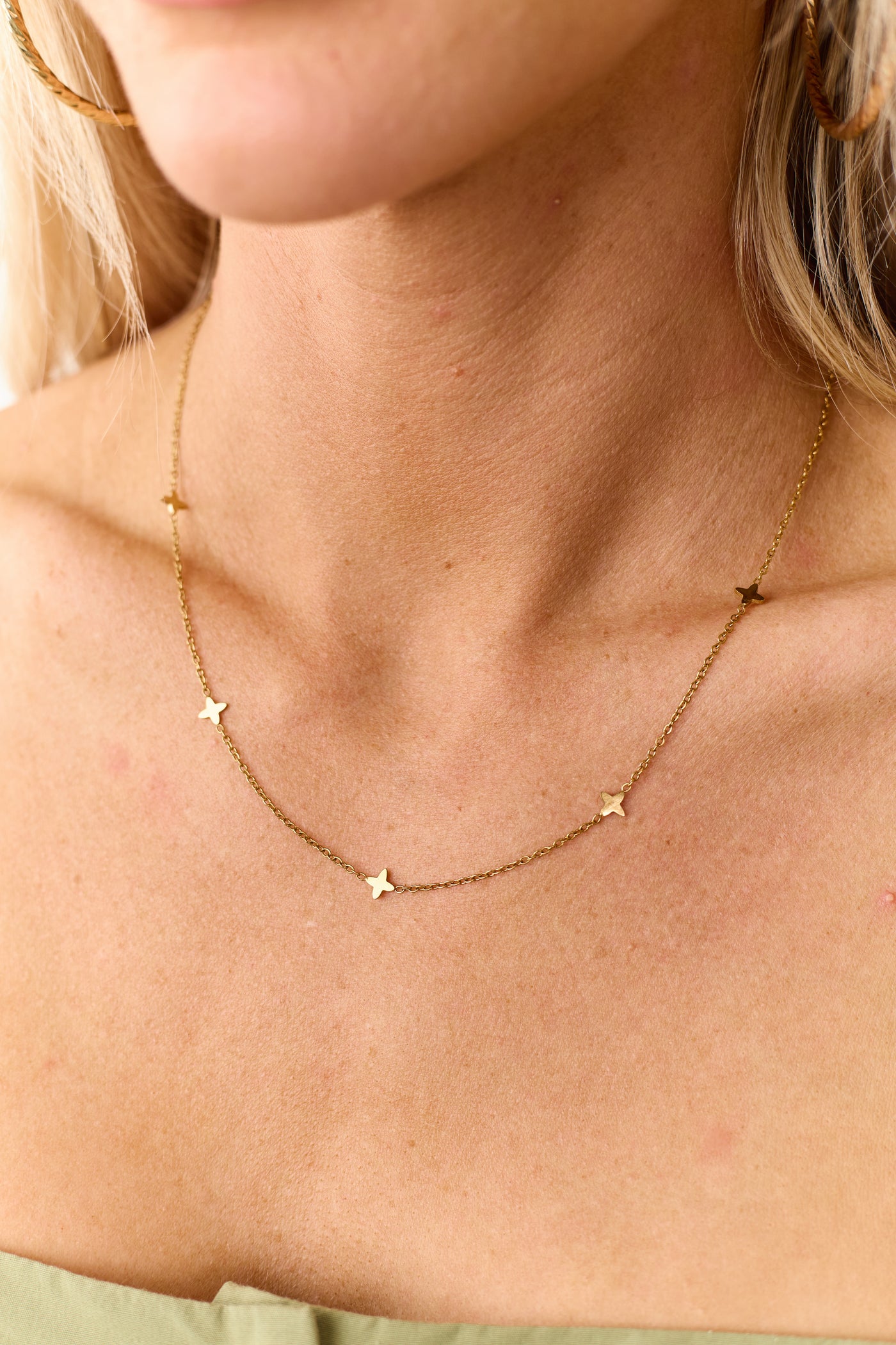 Gold Mini Cross Dainty Chain Necklace