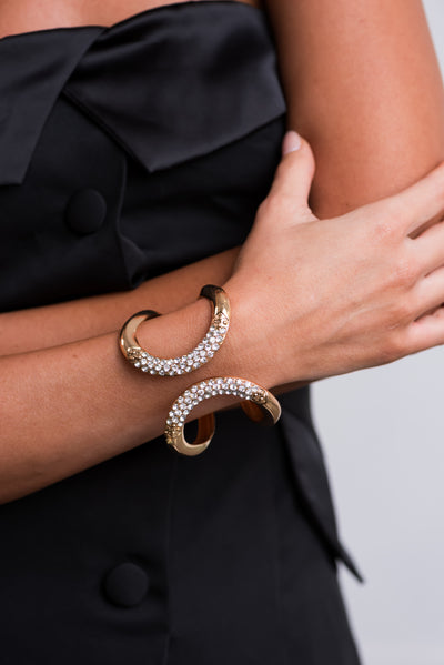 Gold Rhinestone Detail Loop Bracelet