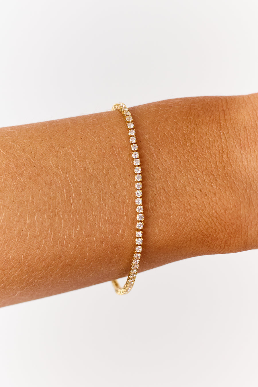 Gold Rhinestone Tennis Chain Bracelet