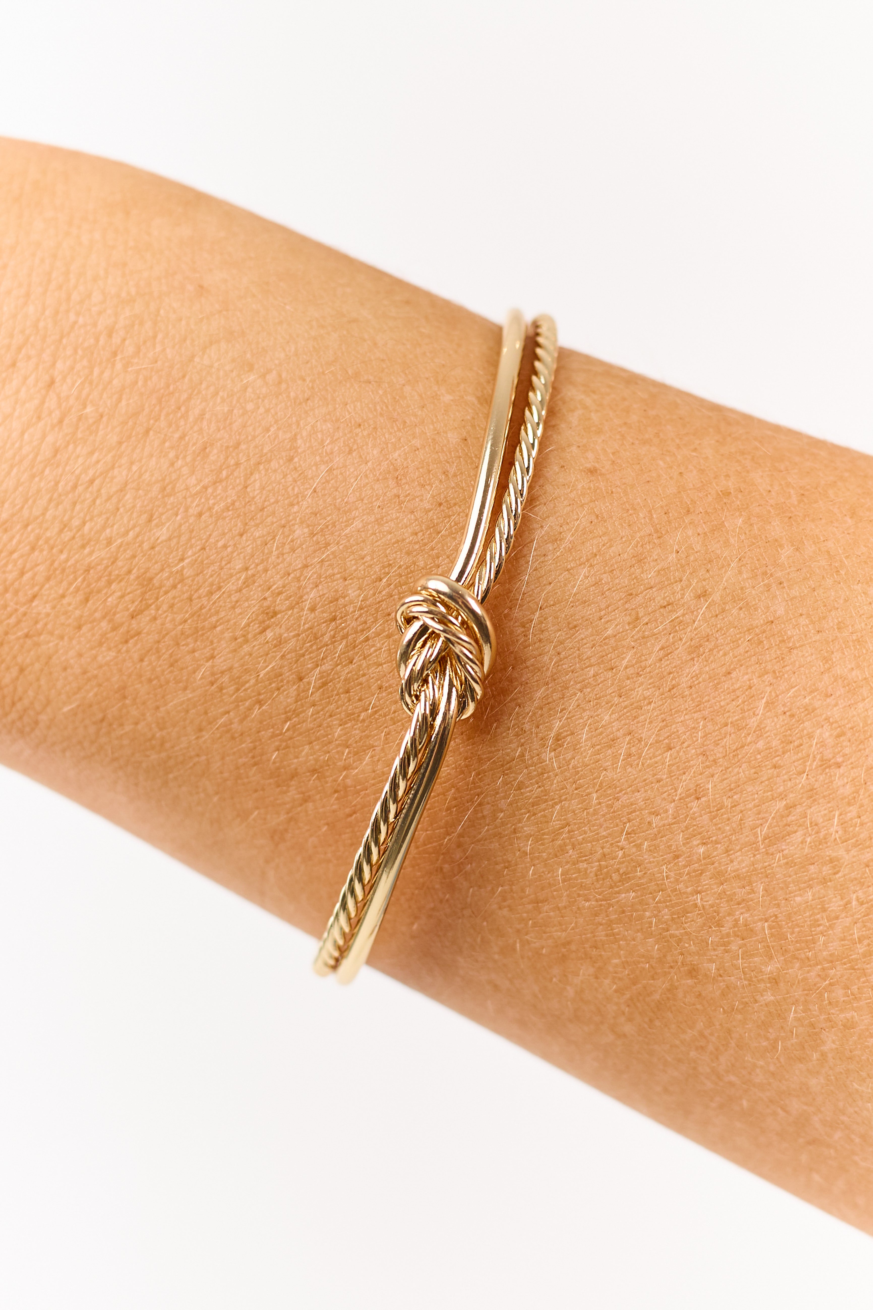 Gold Rope Knot Open Cuff Bracelet