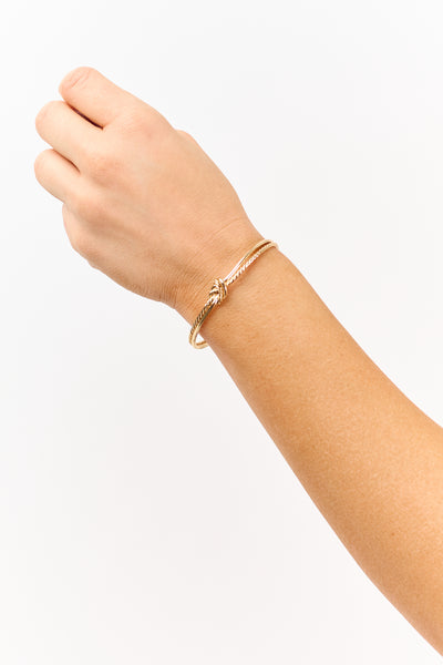 Gold Rope Knot Open Cuff Bracelet