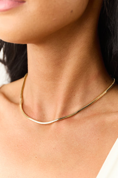 Gold Snake Box Chain Necklace