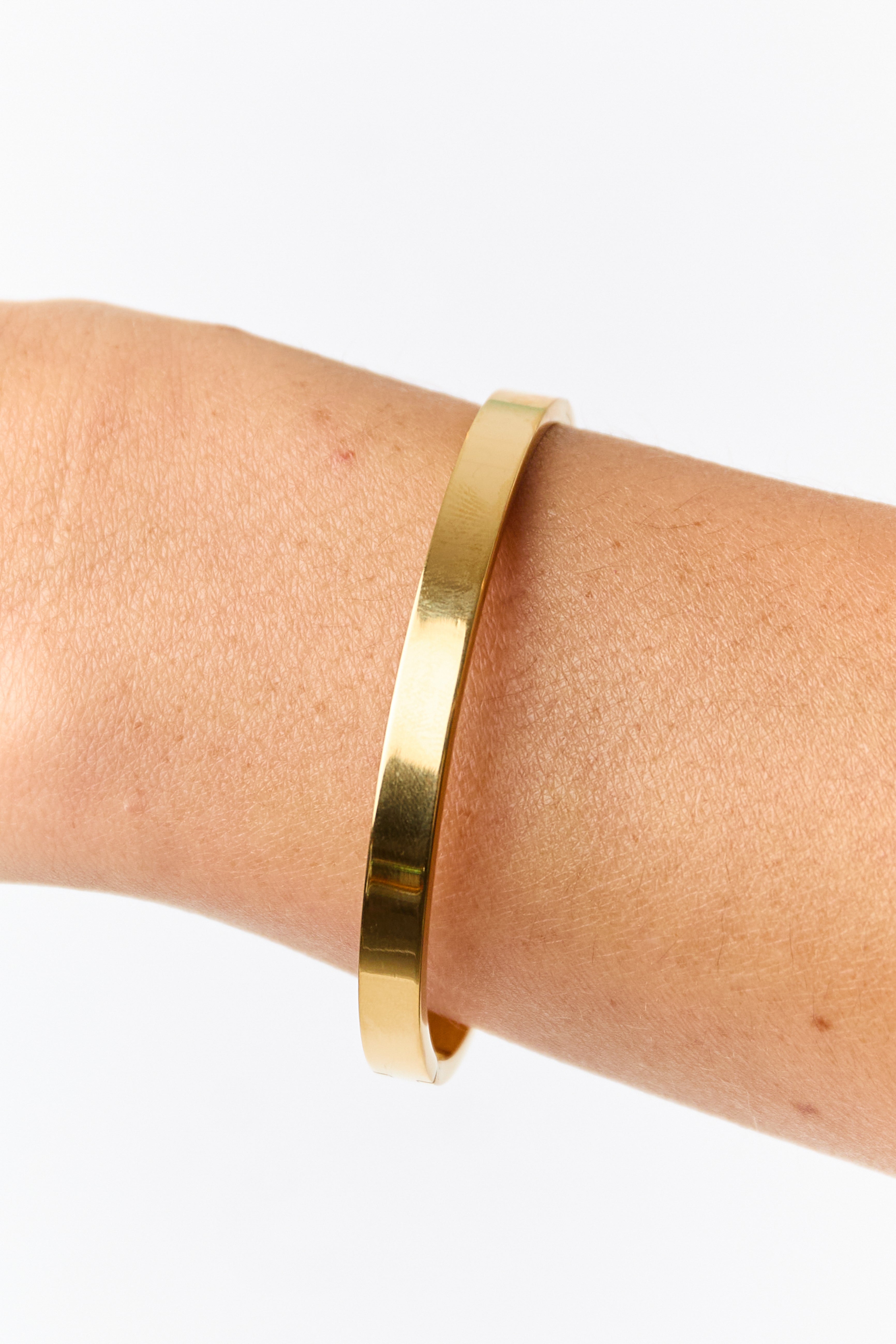 Gold Stainless Steel Bangle Hinge Bracelet